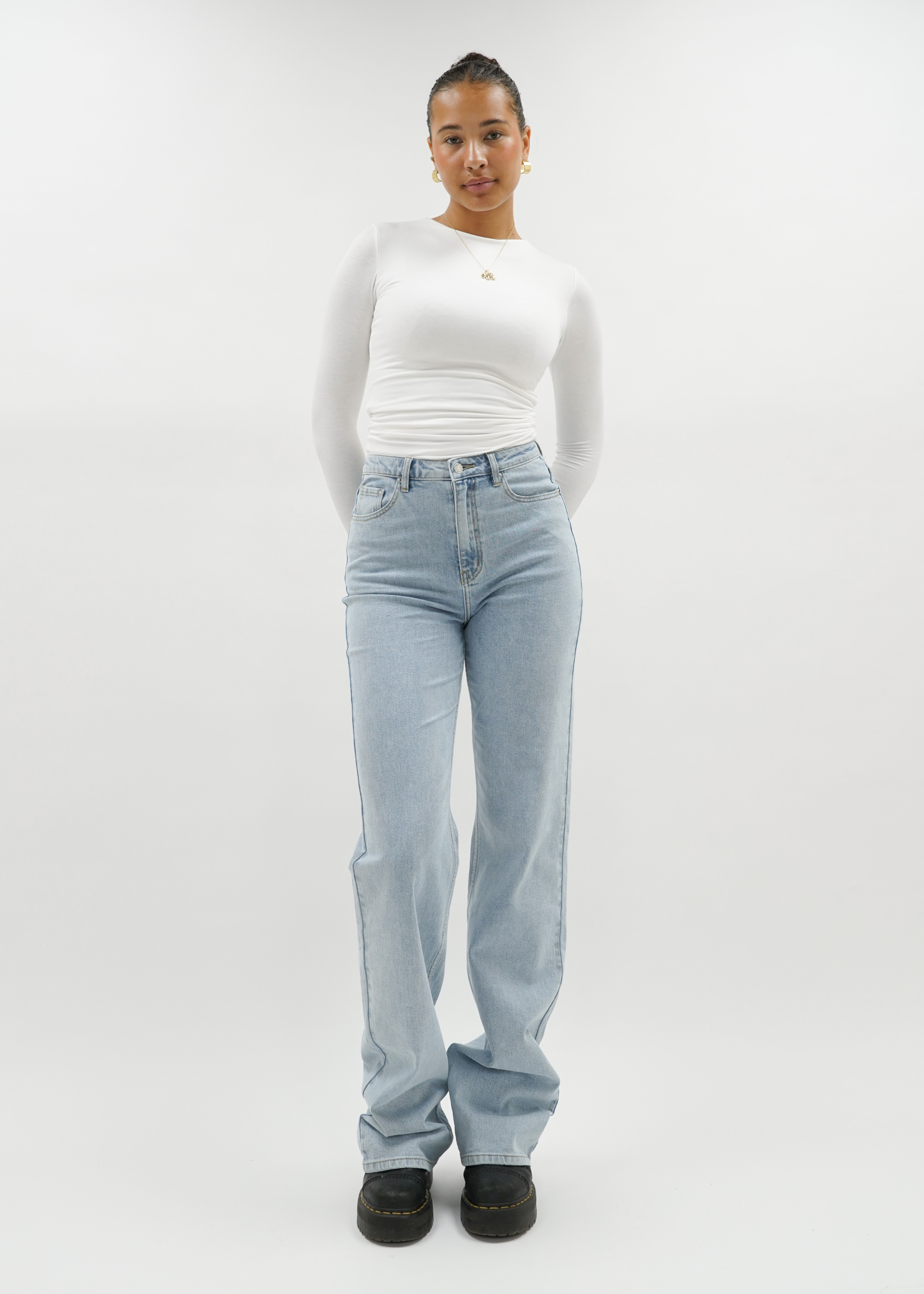 High waist wide leg jeans light blue (TALL)