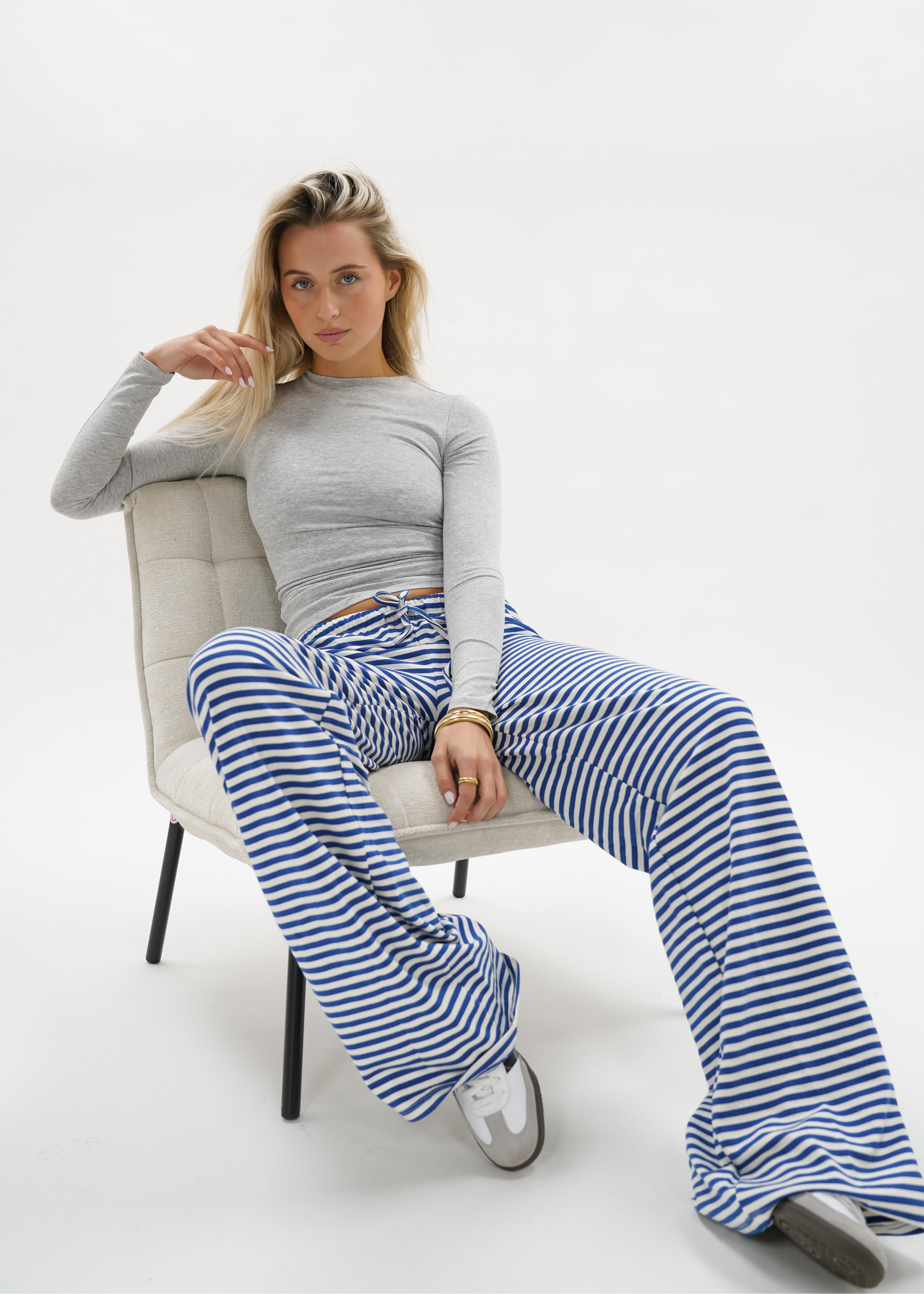 Soft striped pants white/blue (regular)