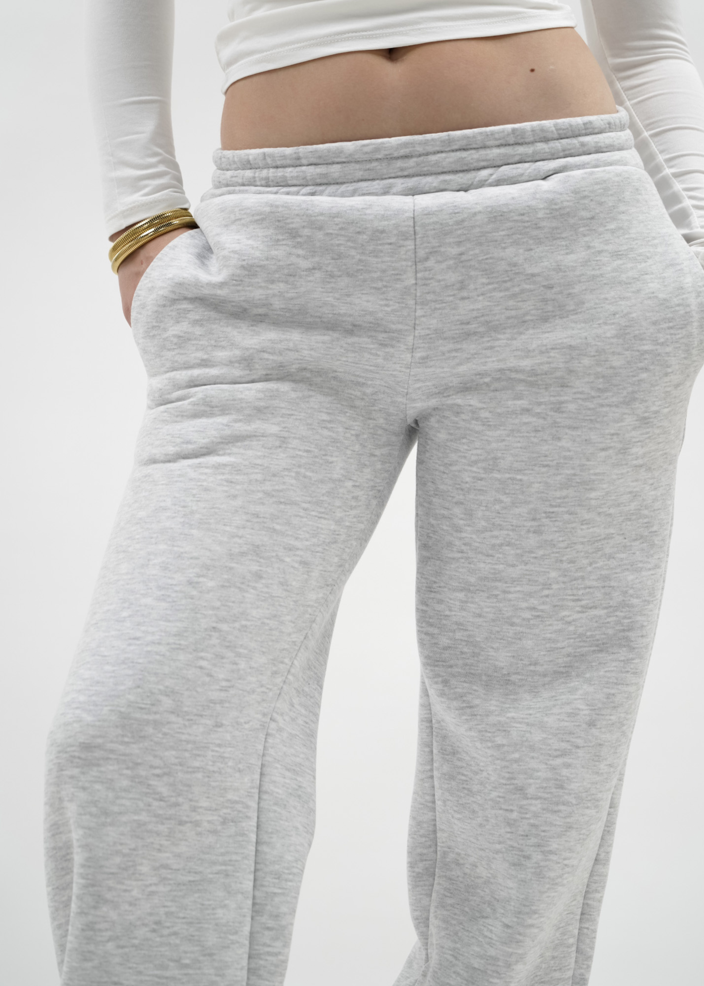 Low/mid waist jogger pants light grey melange (TALL)