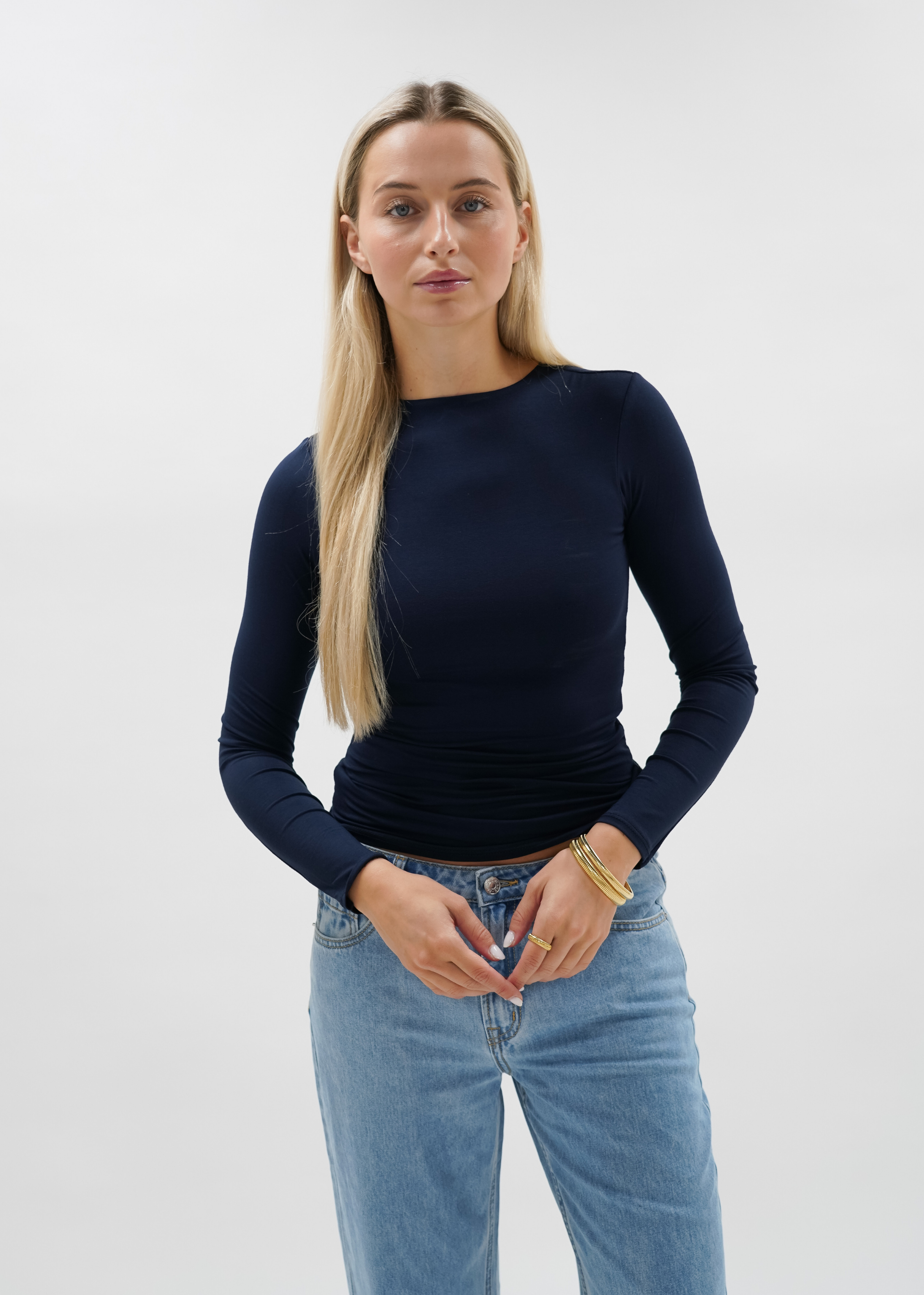 Long sleeve top long night blue