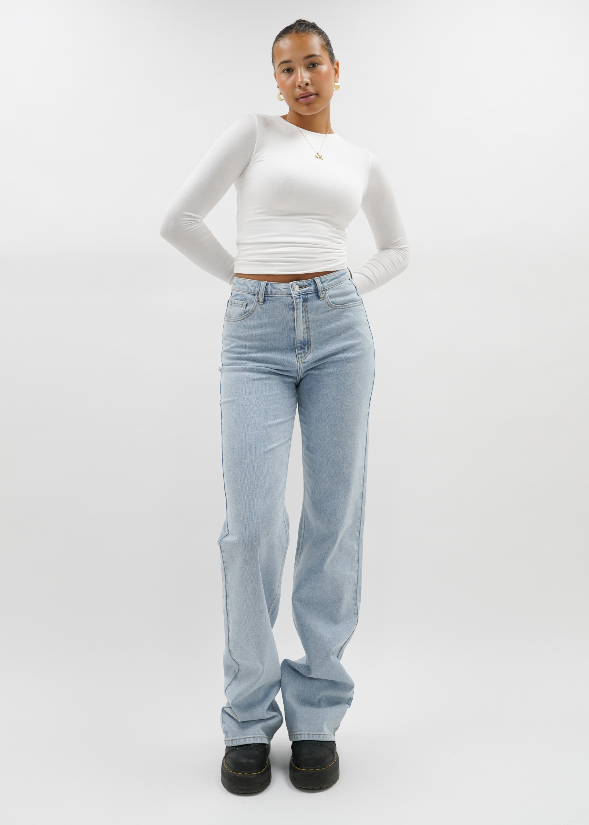 High waist wide leg jeans light blue (TALL)