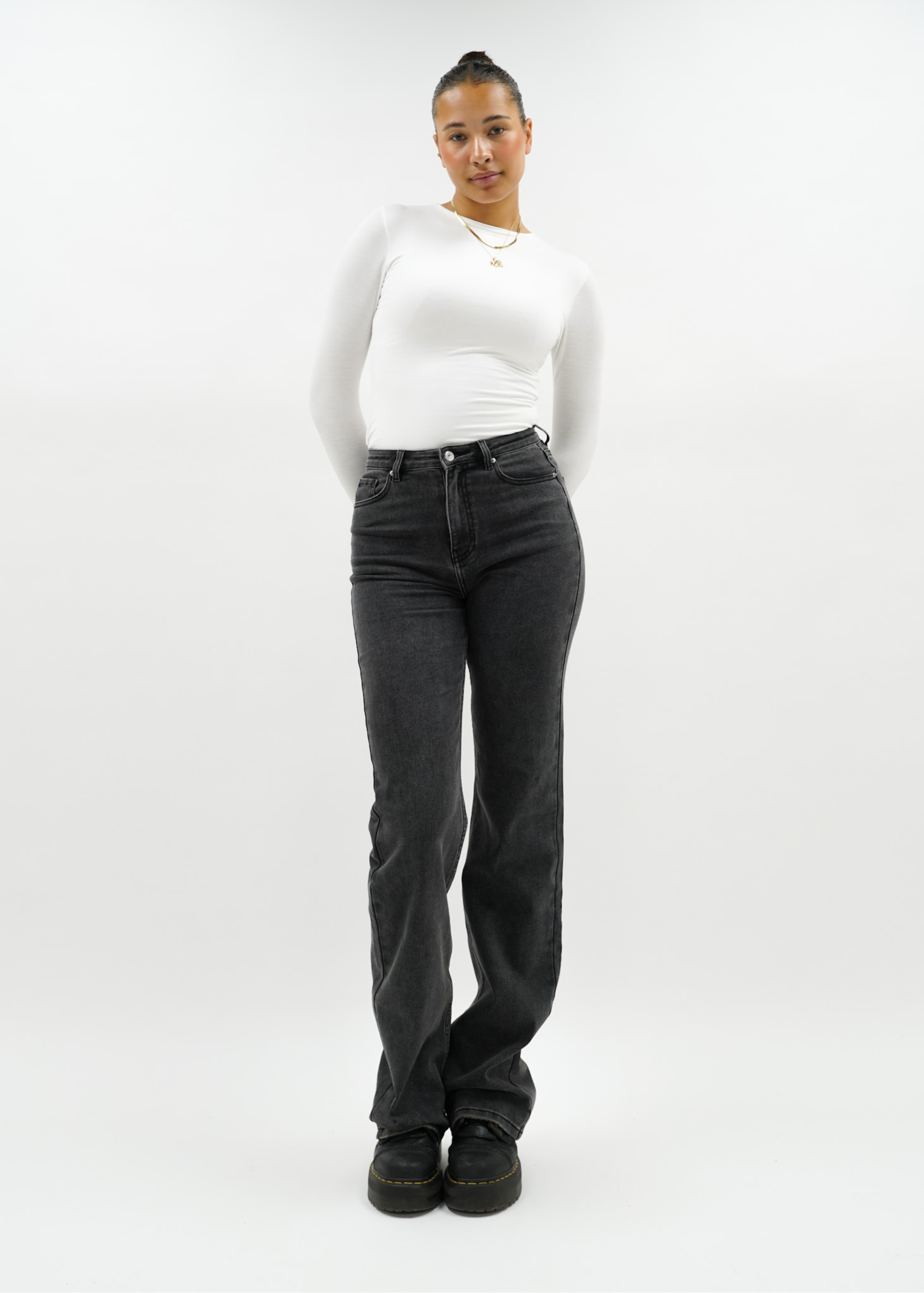 High waist wide leg jeans dark grey (TALL)