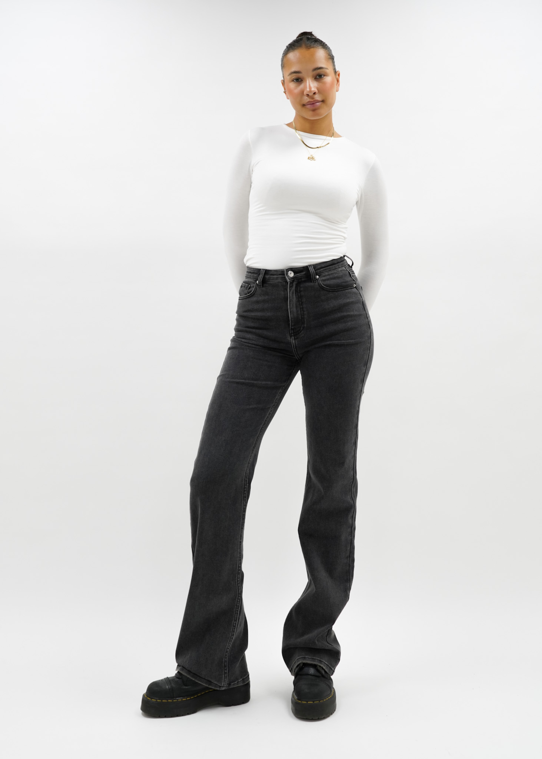 High waist wide leg jeans dark grey (TALL)