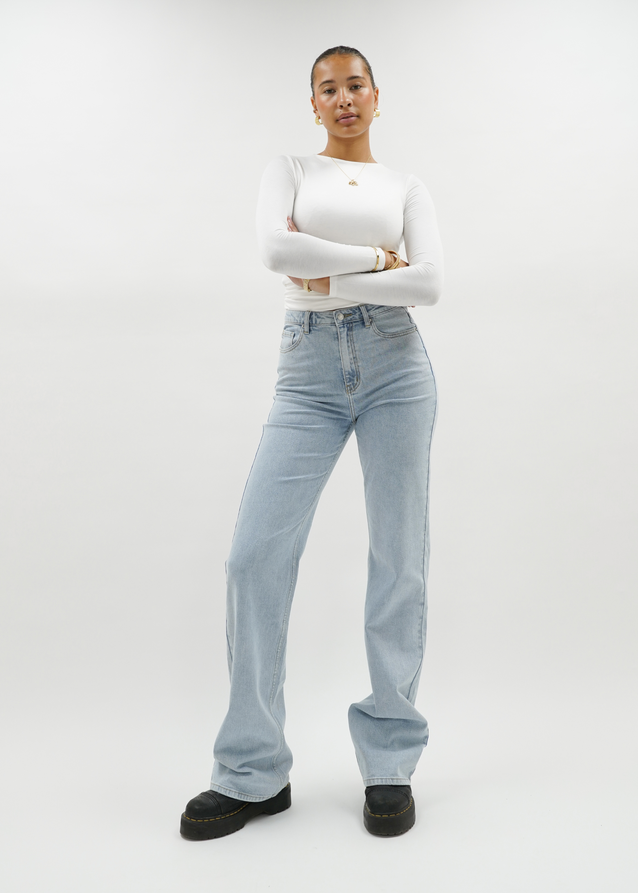 High waist wide leg jeans light blue (TALL)