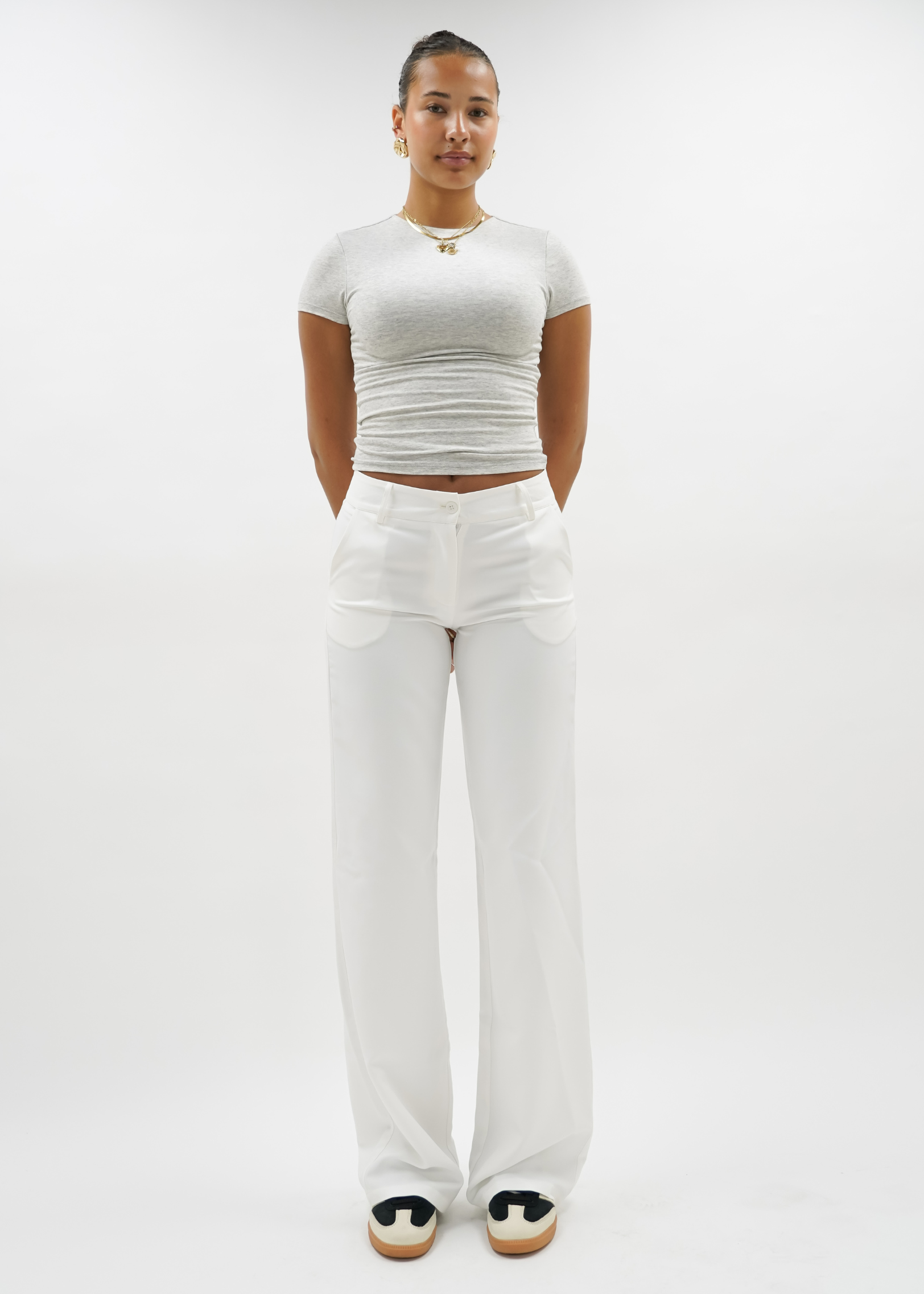 Low/mid waist straight leg pants casual white (TALL)