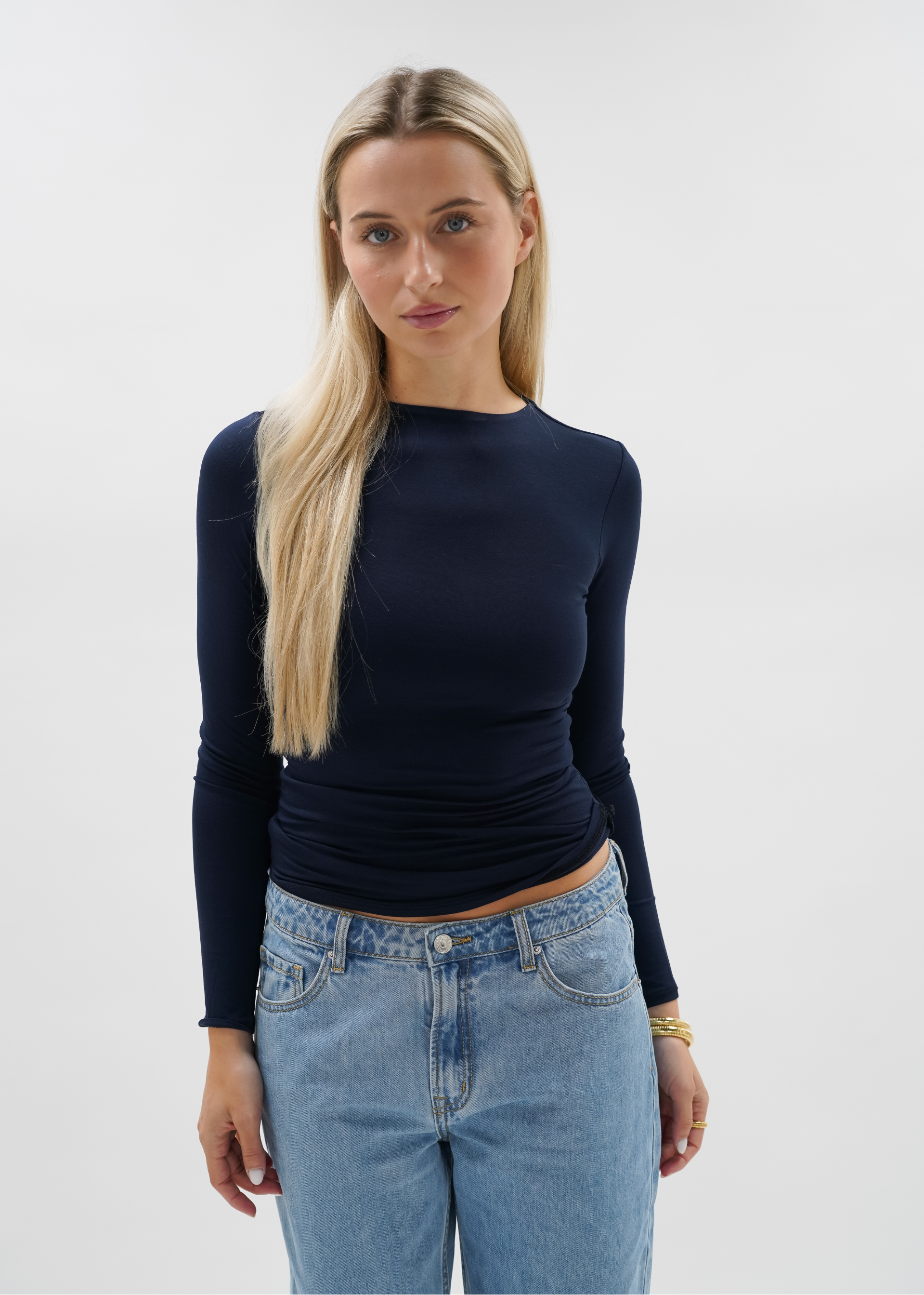 Long sleeve top long night blue