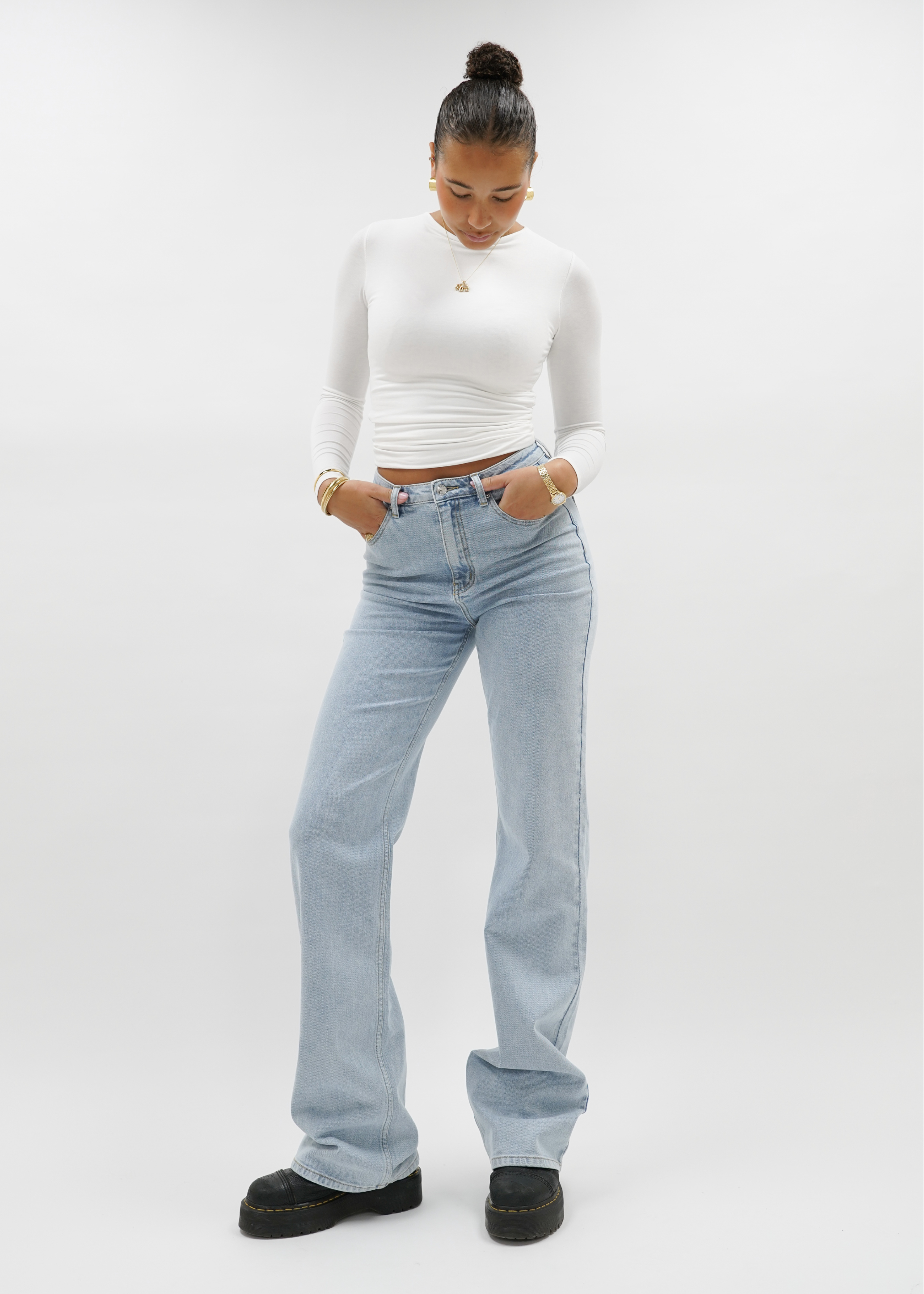 High waist wide leg jeans light blue (TALL)