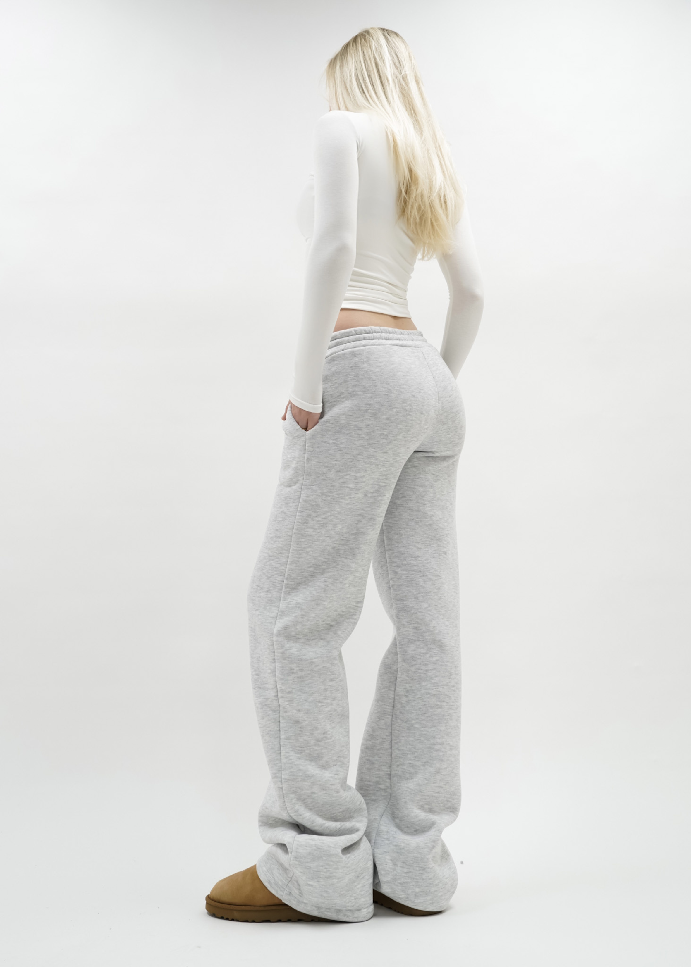 Low/mid waist jogger pants light grey melange (TALL)