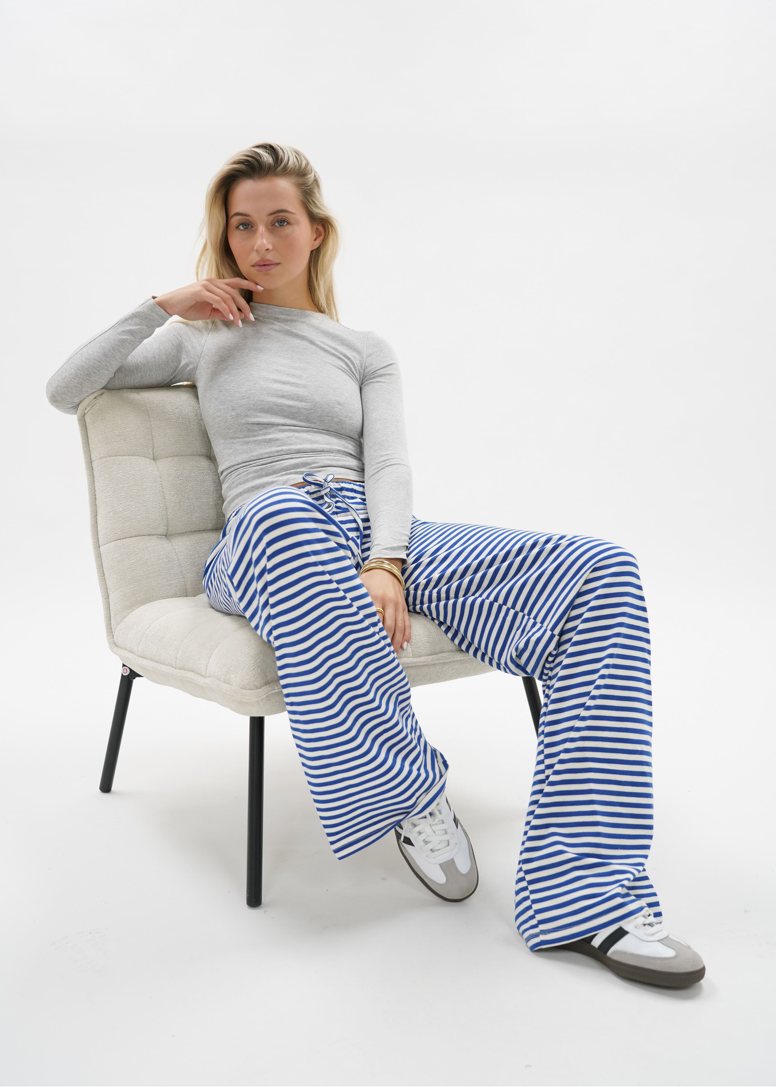 Soft striped pants white/blue (regular)