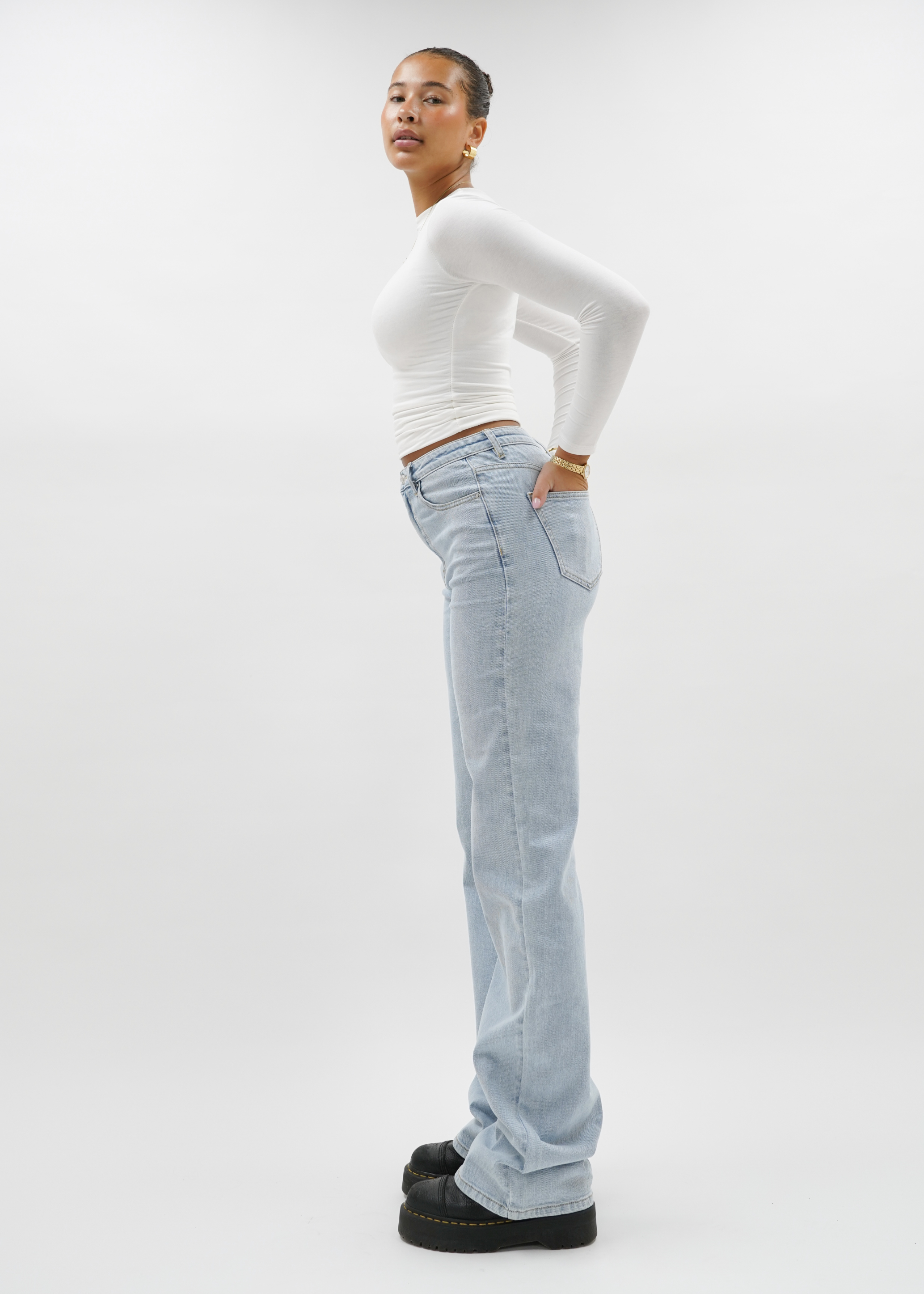 High waist wide leg jeans light blue (TALL)