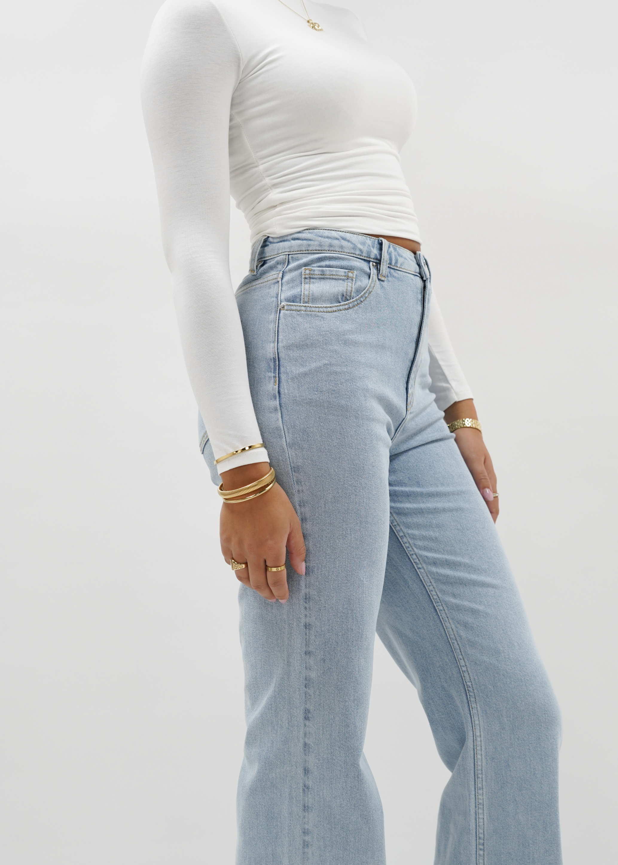 High waist wide leg jeans light blue (TALL)