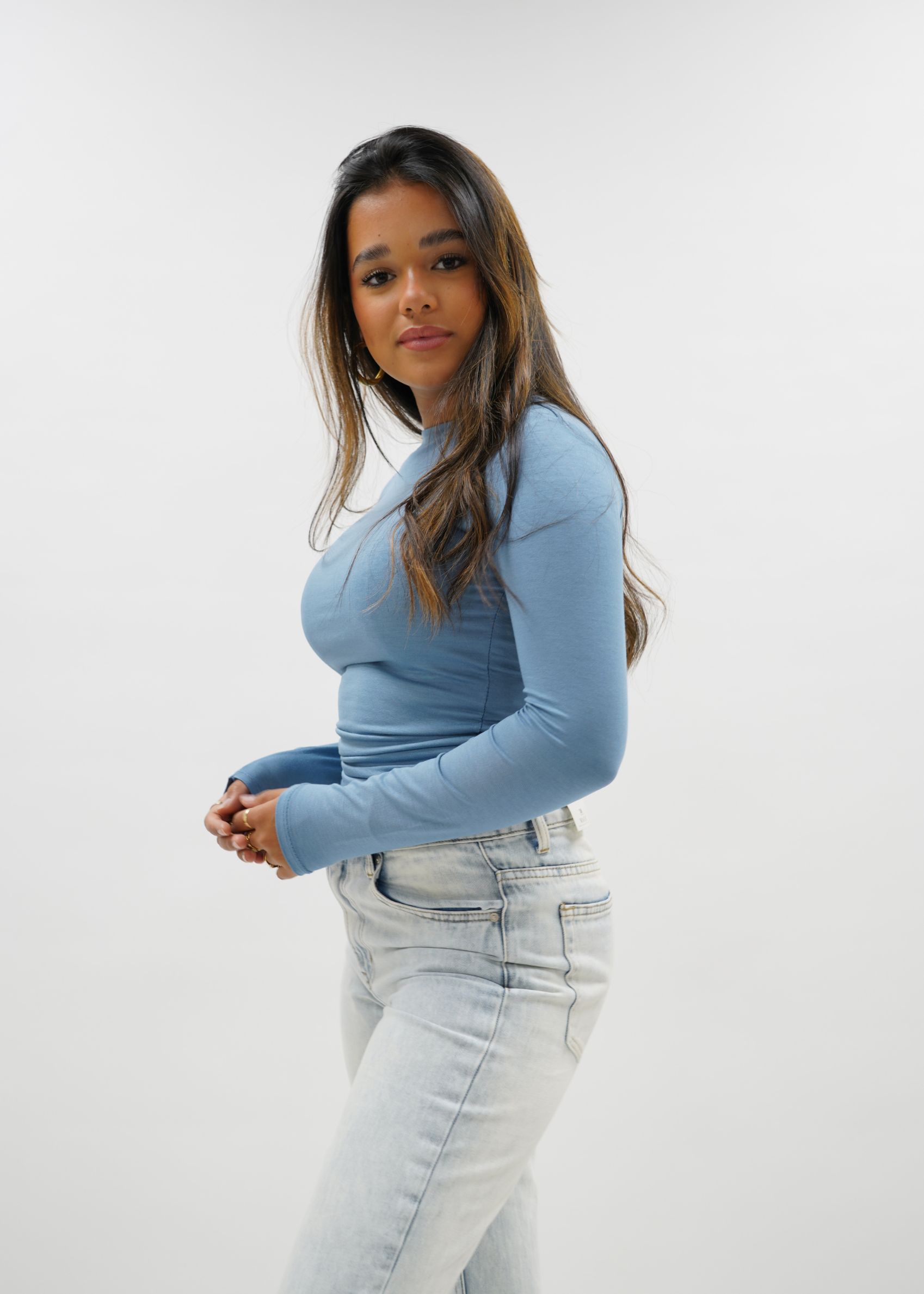 Long sleeve top long baby blue