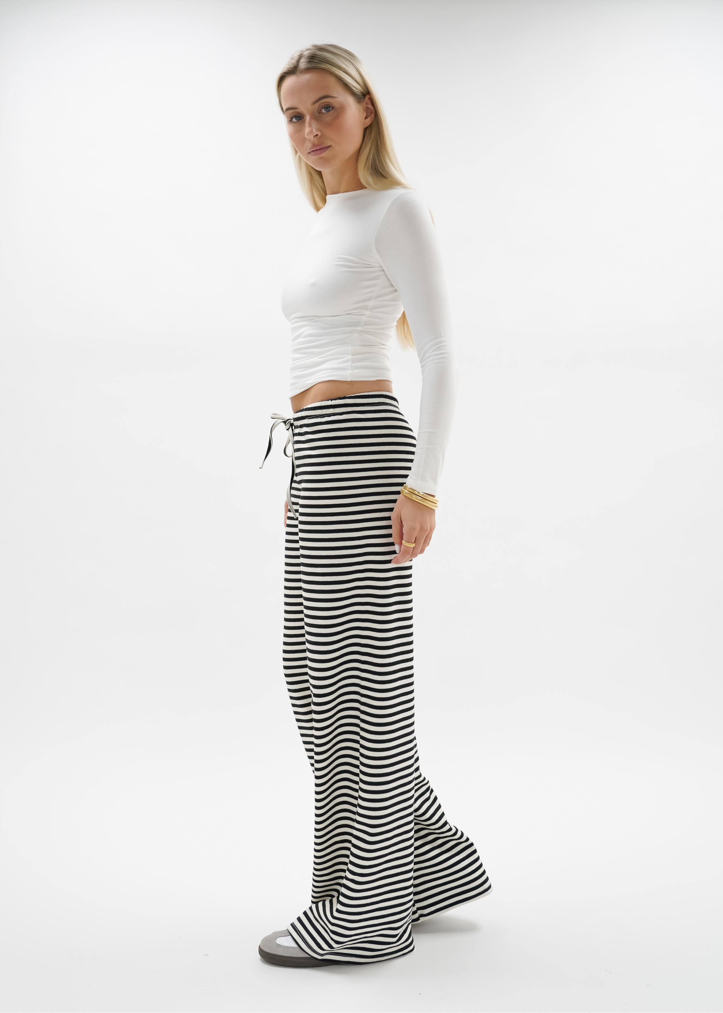 Soft striped pants crème/black (tall)