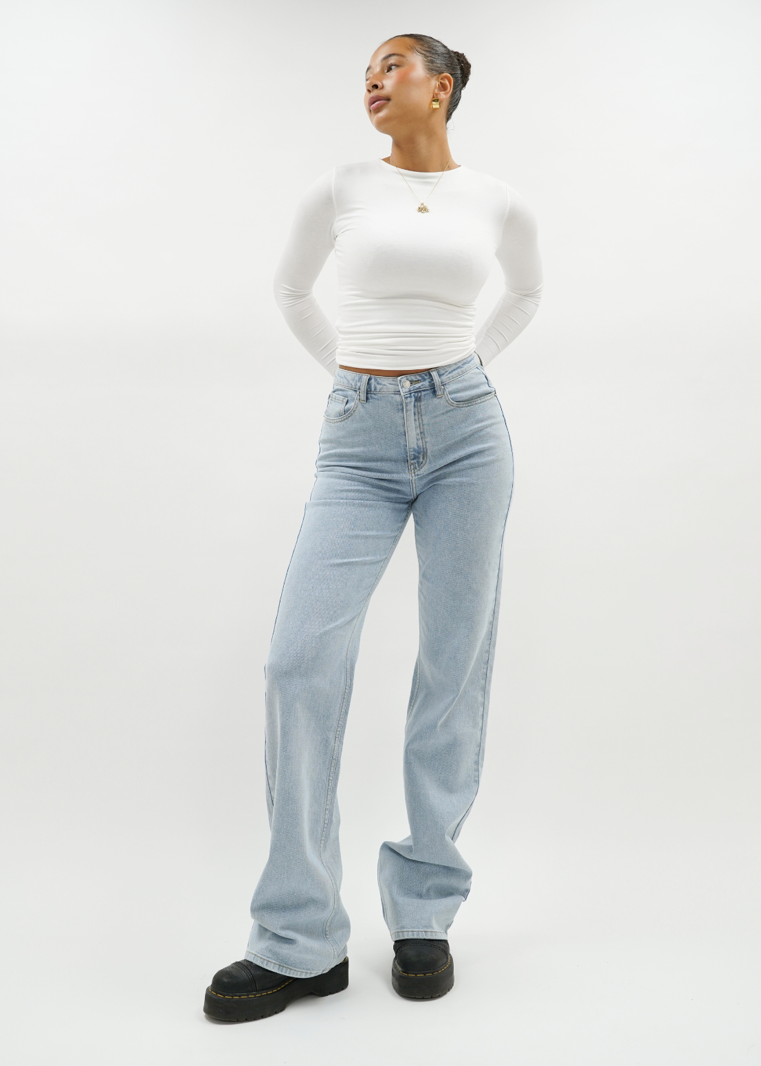 High waist wide leg jeans light blue (TALL)