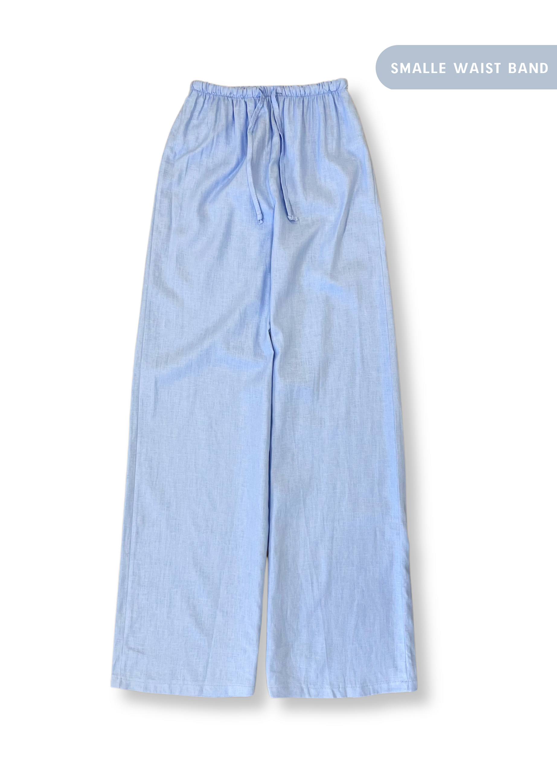 Linen pants small waist band light blue (REGULAR) - Mauré