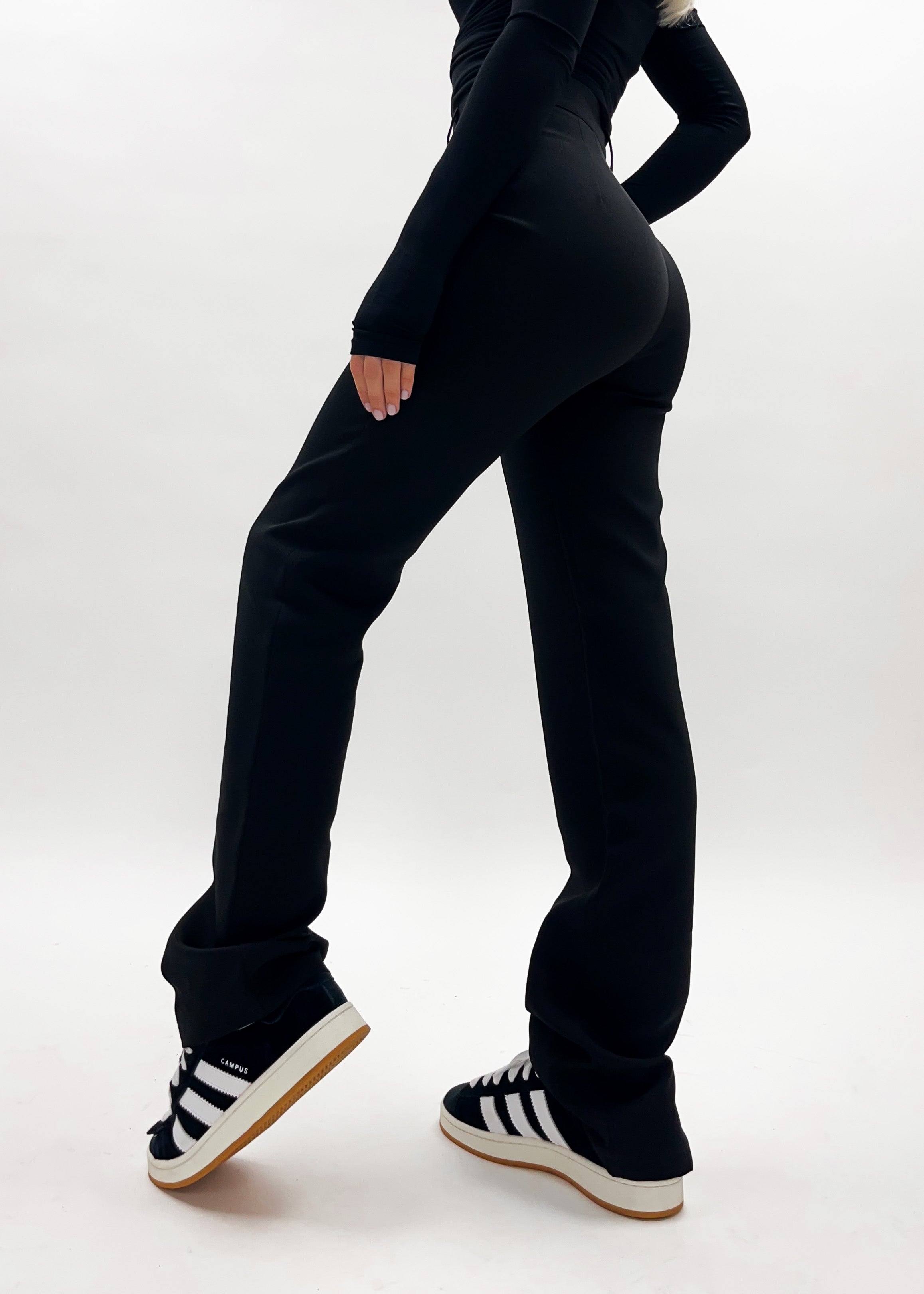 Straight leg pants with pressfold black (TALL) - Mauré