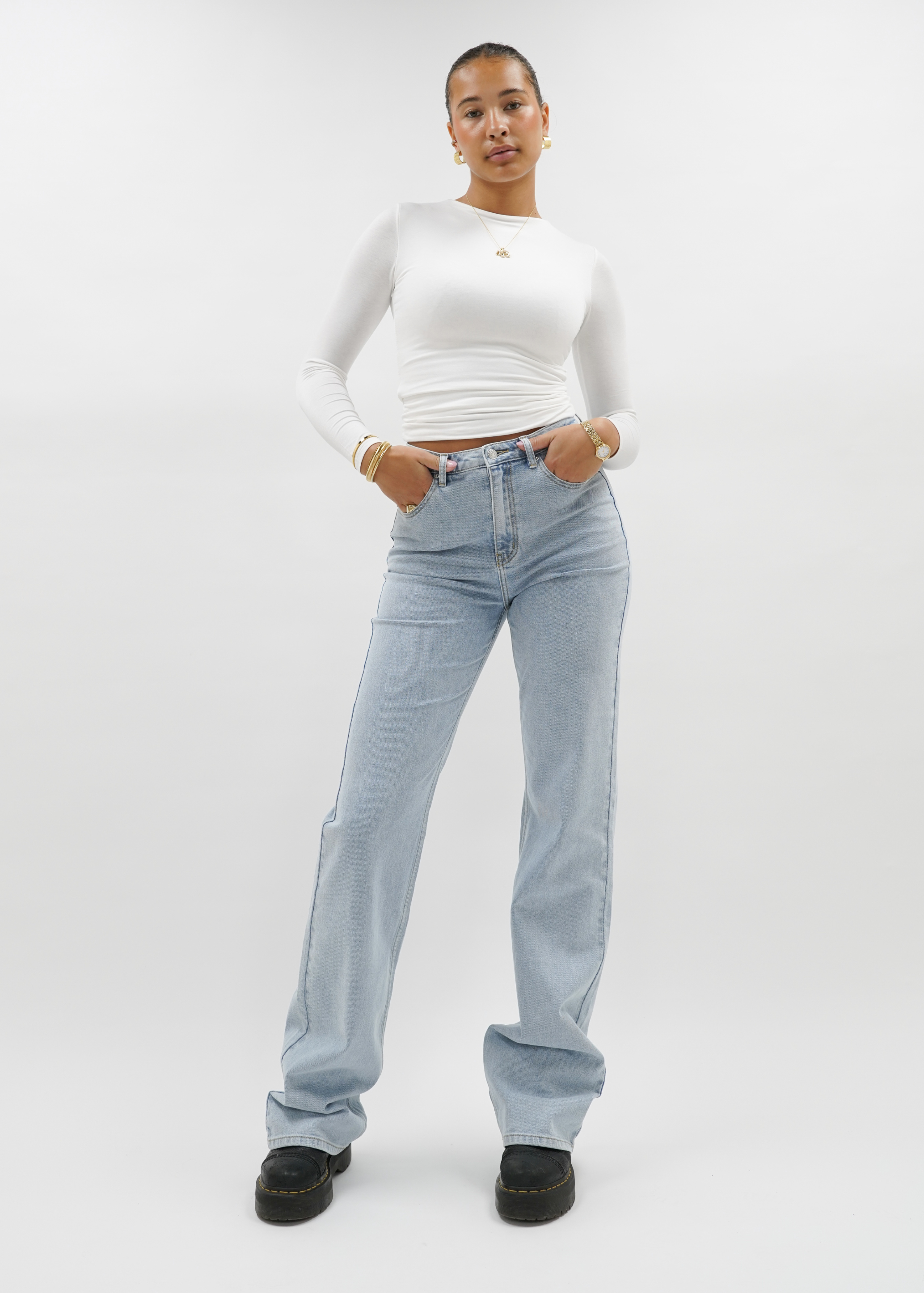 High waist wide leg jeans light blue (TALL)