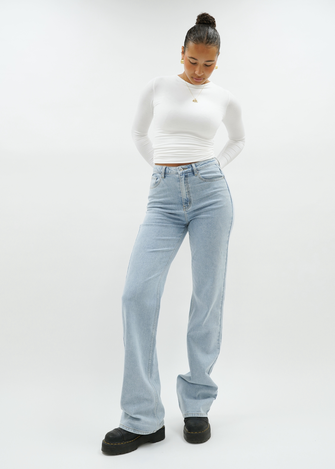 High waist wide leg jeans light blue (TALL)