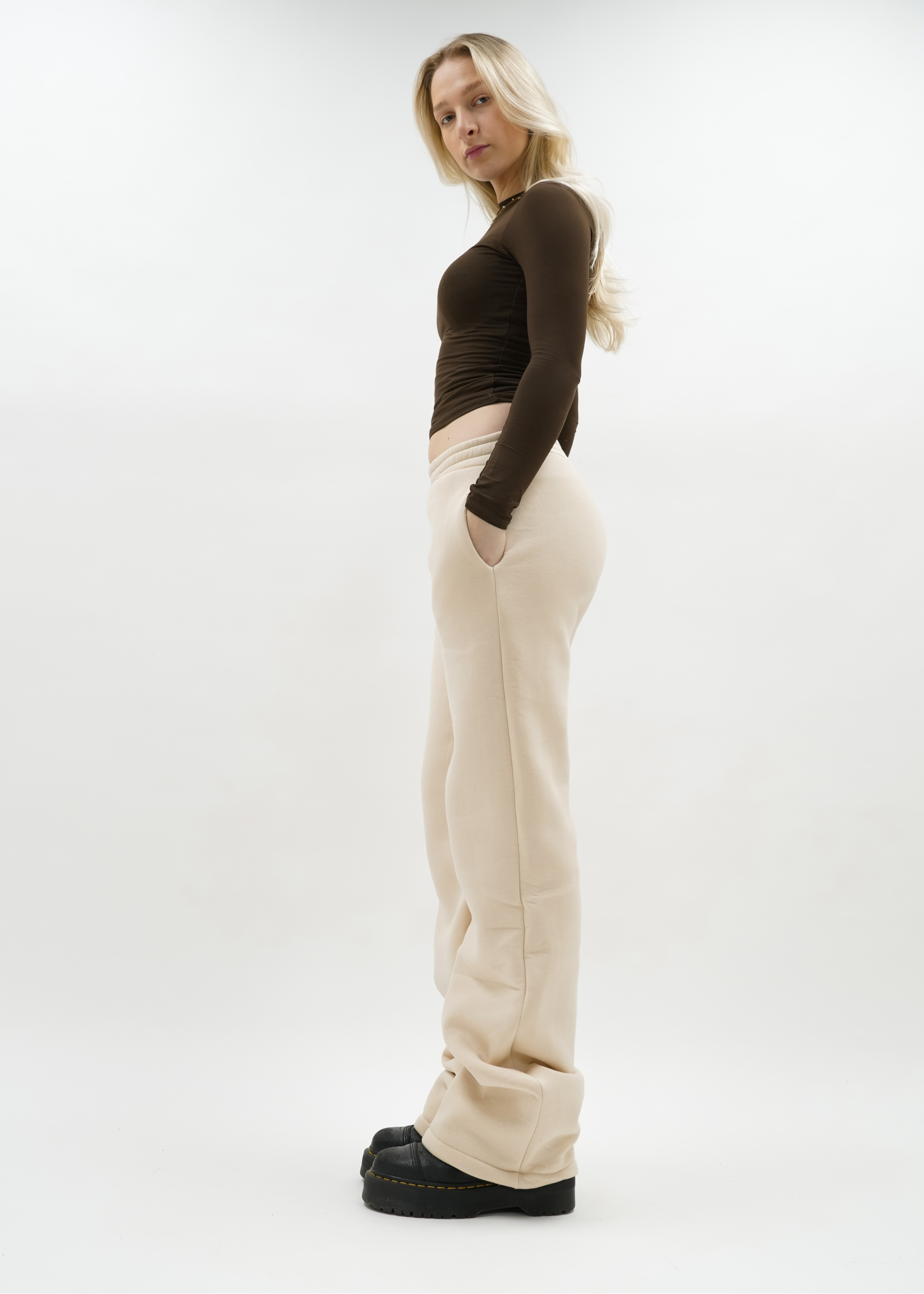 Low/mid waist jogger pants crème (TALL)