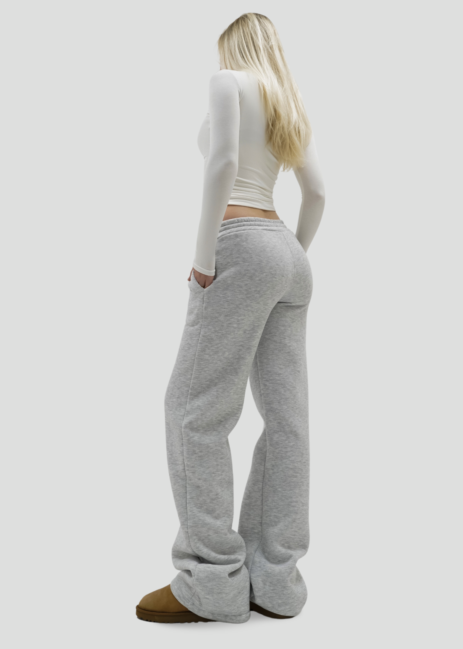 Low/mid waist jogger pants grey melange (TALL)