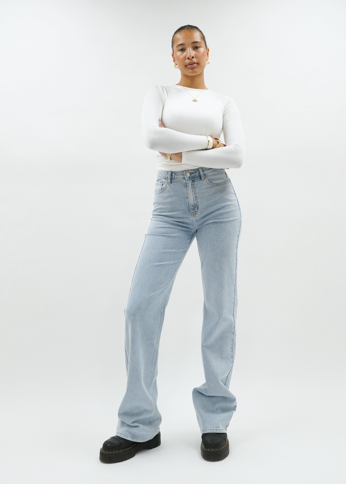 High waist wide leg jeans light blue (TALL)