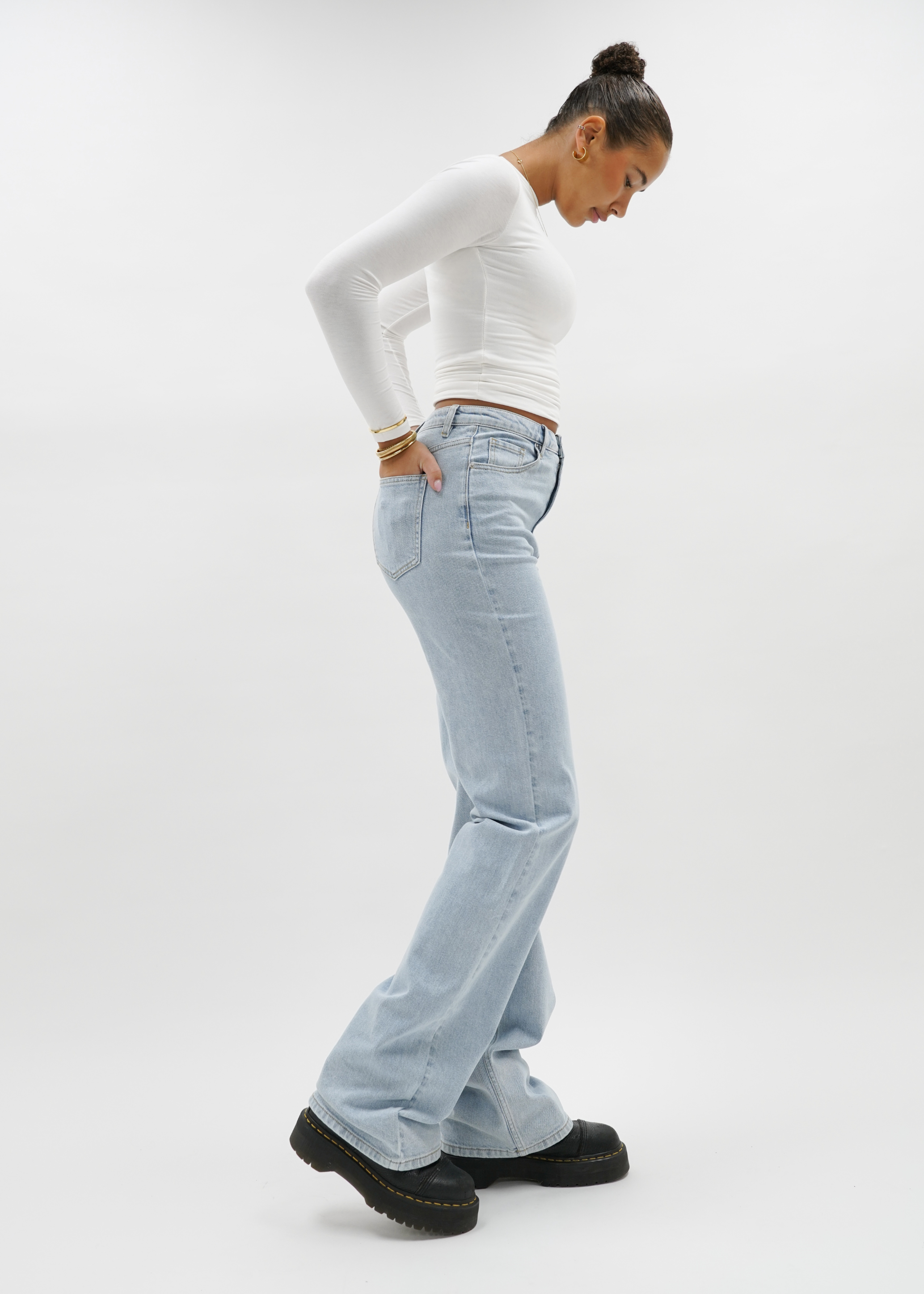 High waist wide leg jeans light blue (TALL)