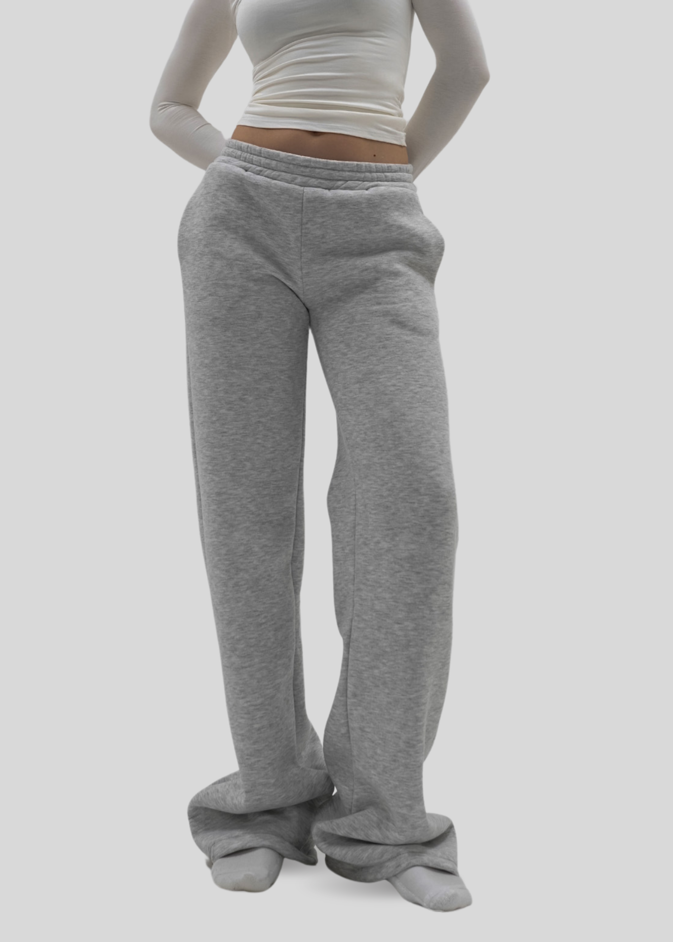 Low/mid waist jogger pants grey melange (TALL)