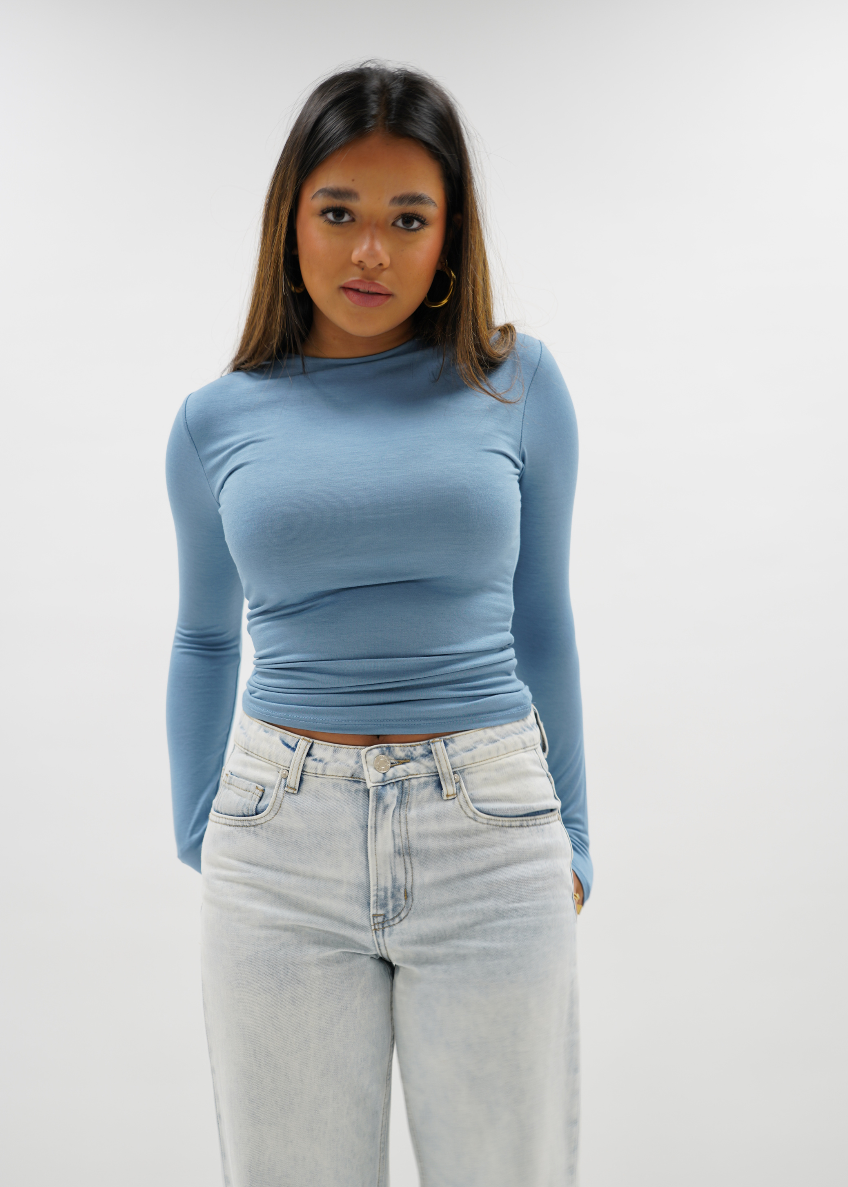 Long sleeve top long baby blue