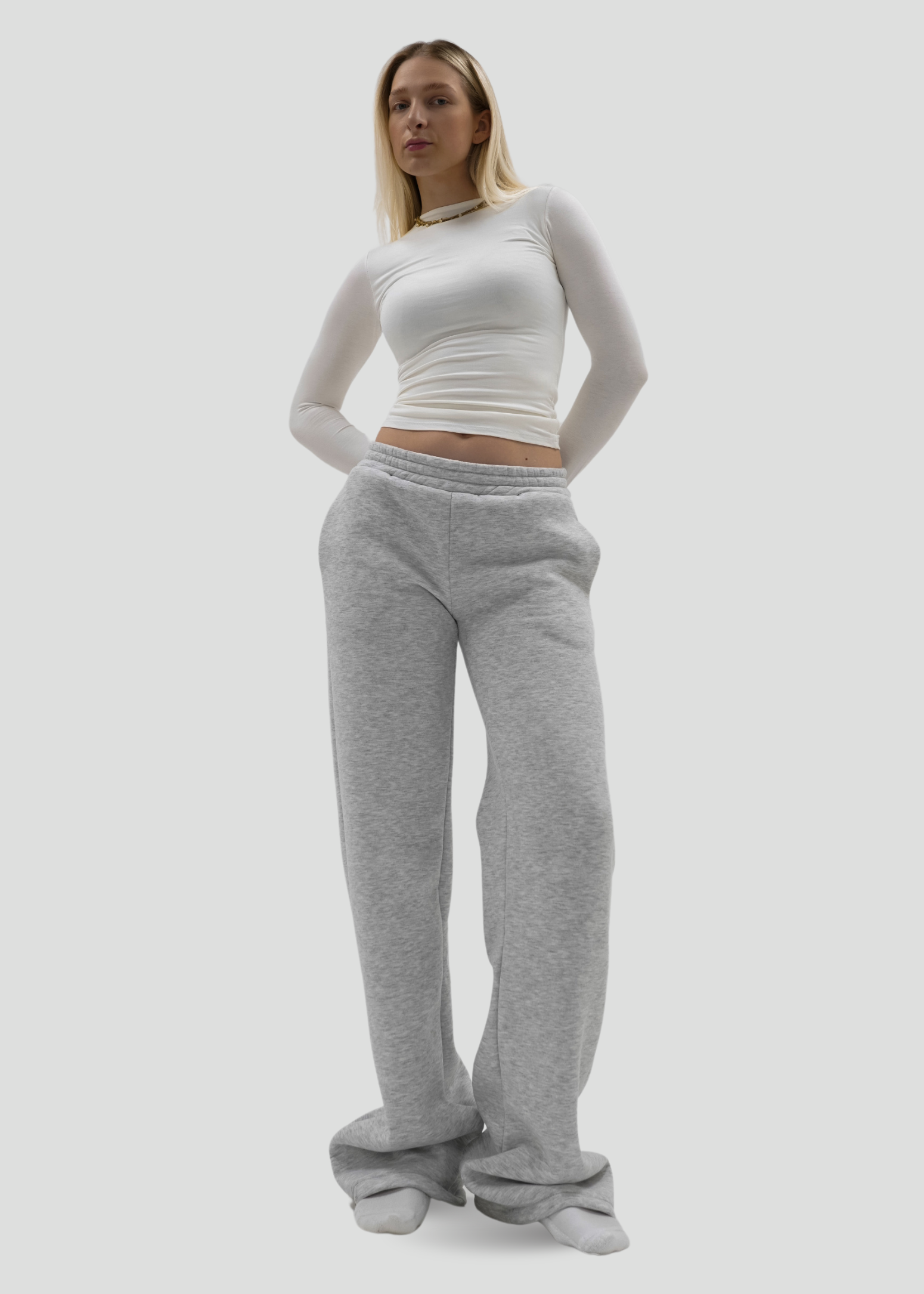 Low/mid waist jogger pants grey melange (TALL)