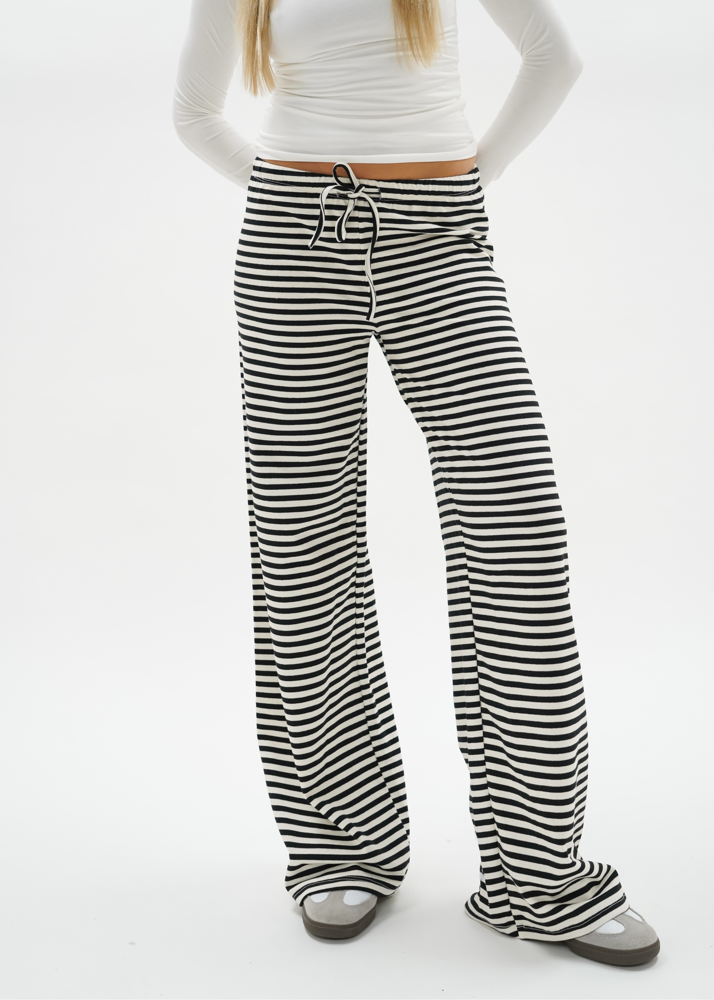 Soft striped pants crème/black (regular)