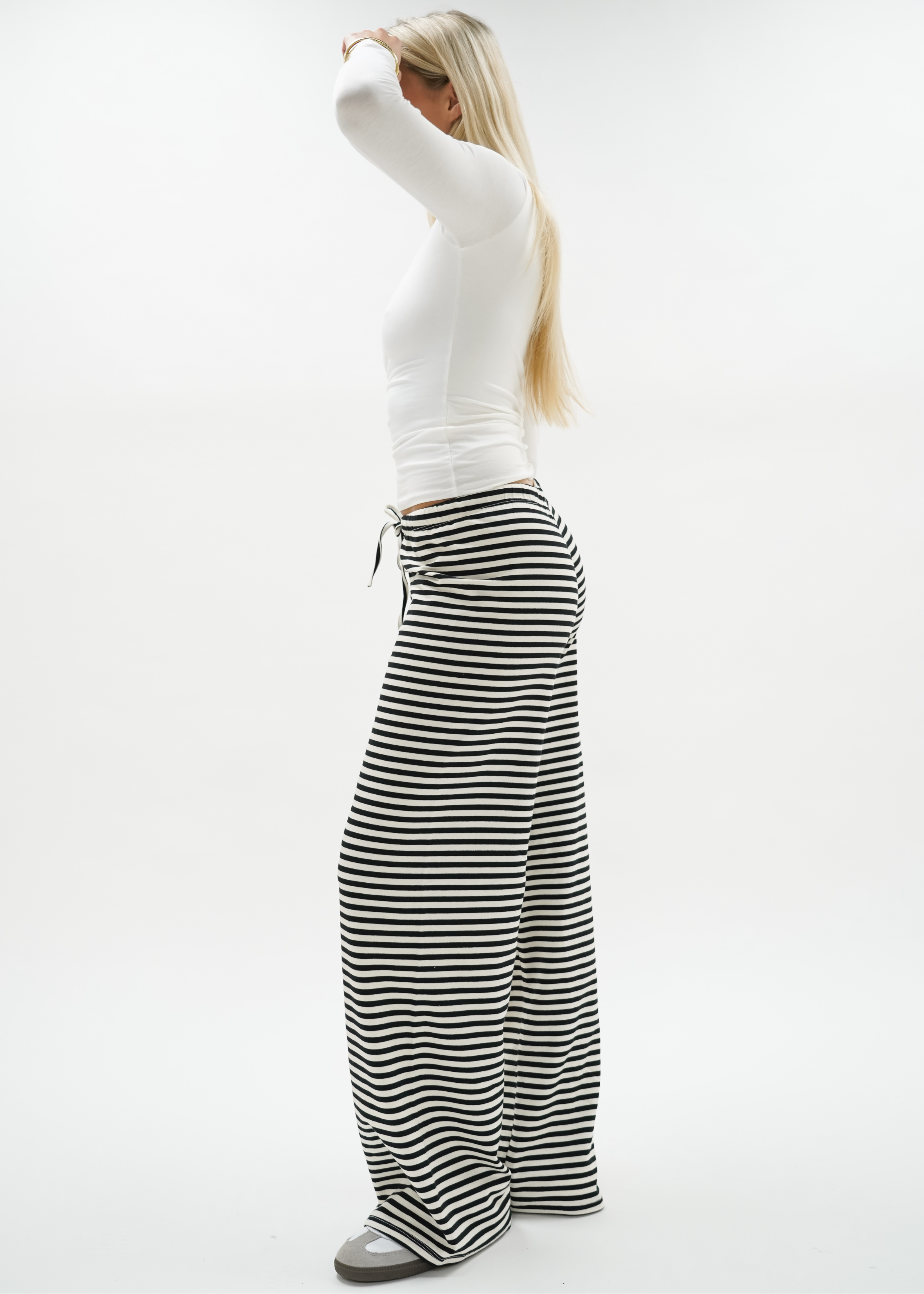 Soft striped pants crème/black (regular)