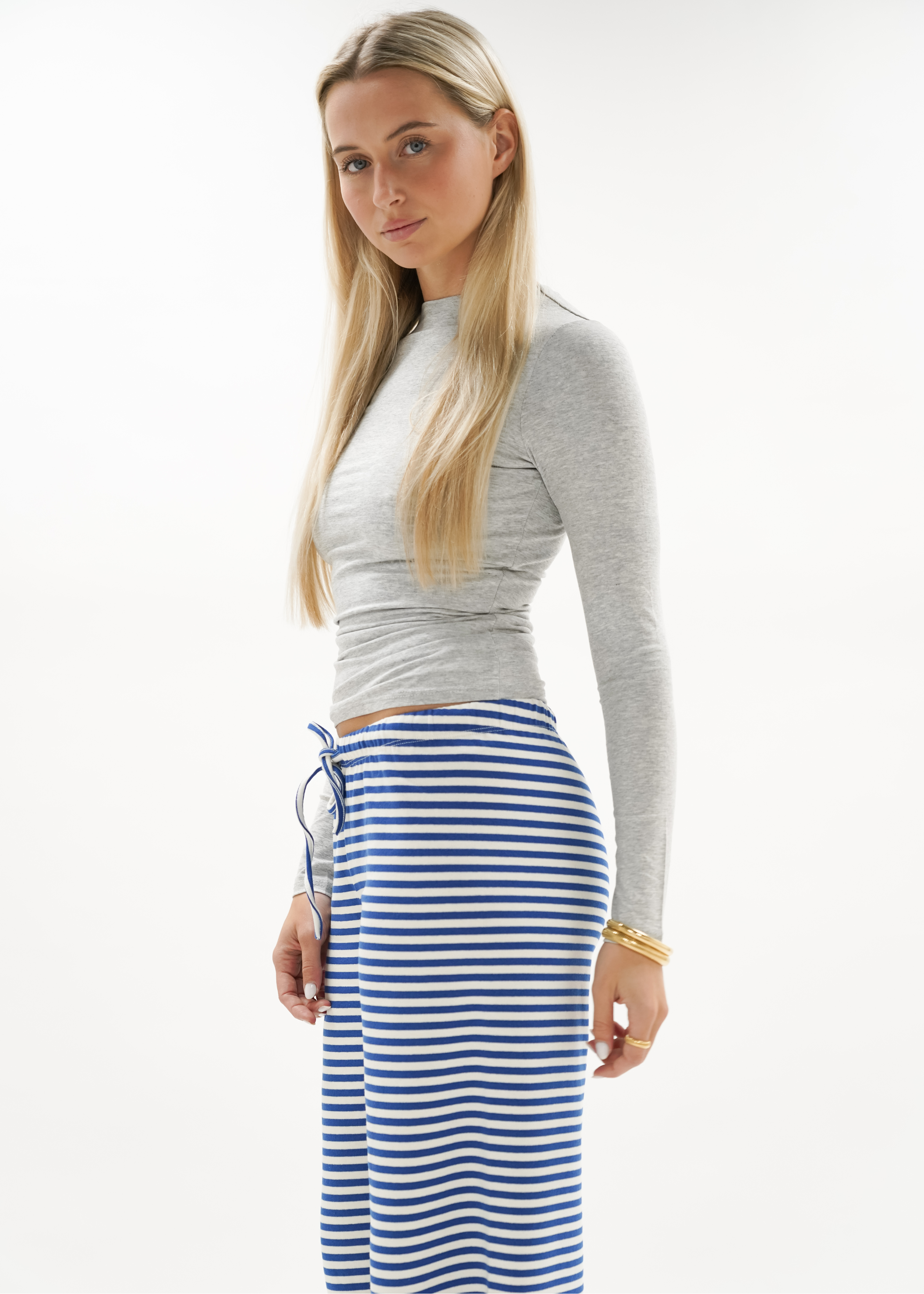 Soft striped pants white/blue (regular)