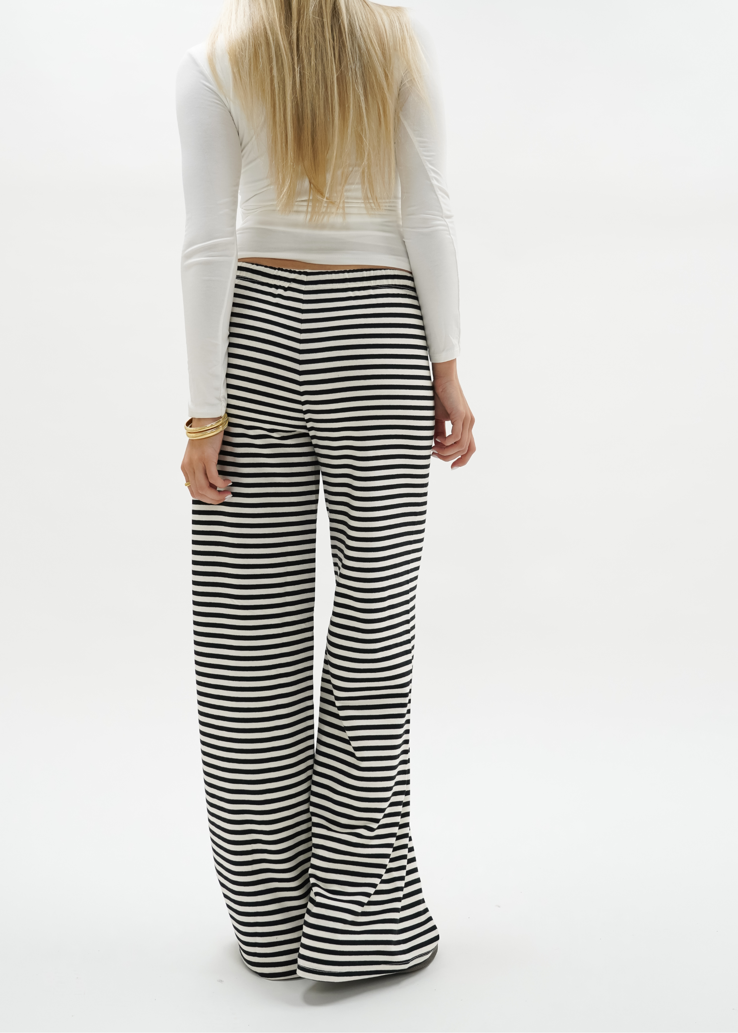 Soft striped pants crème/black (tall)