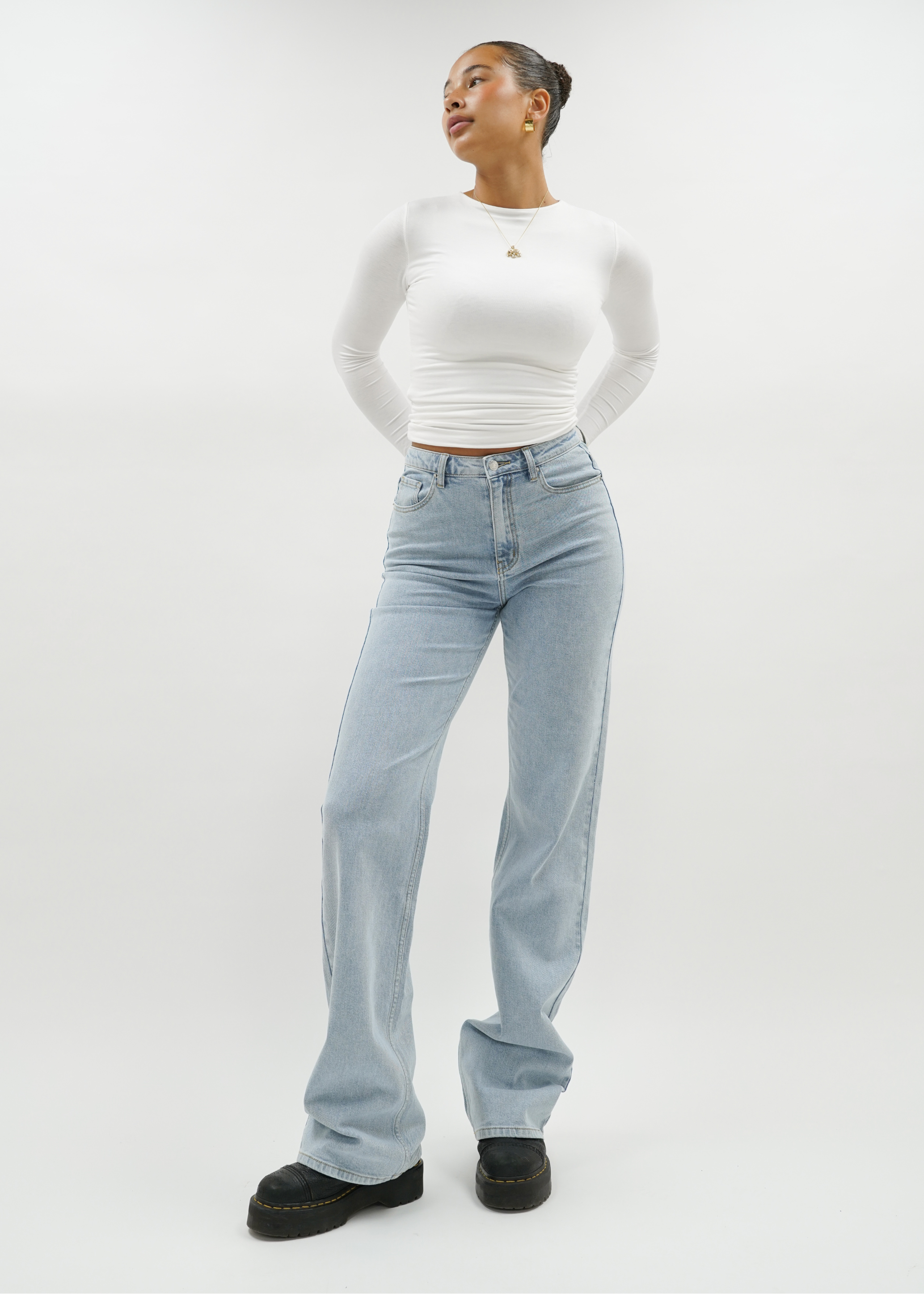 High waist wide leg jeans light blue (TALL)