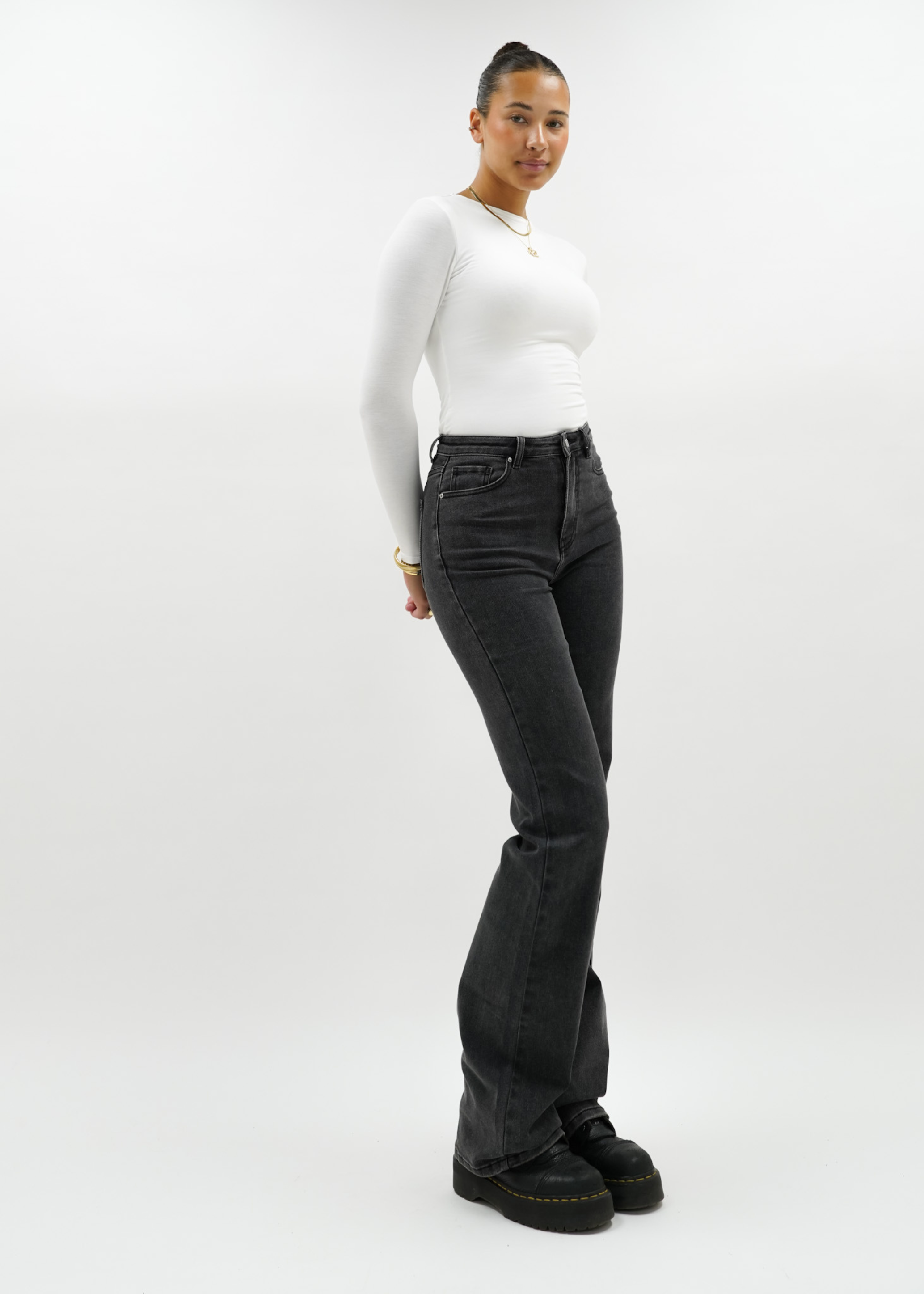 High waist wide leg jeans dark grey (TALL)