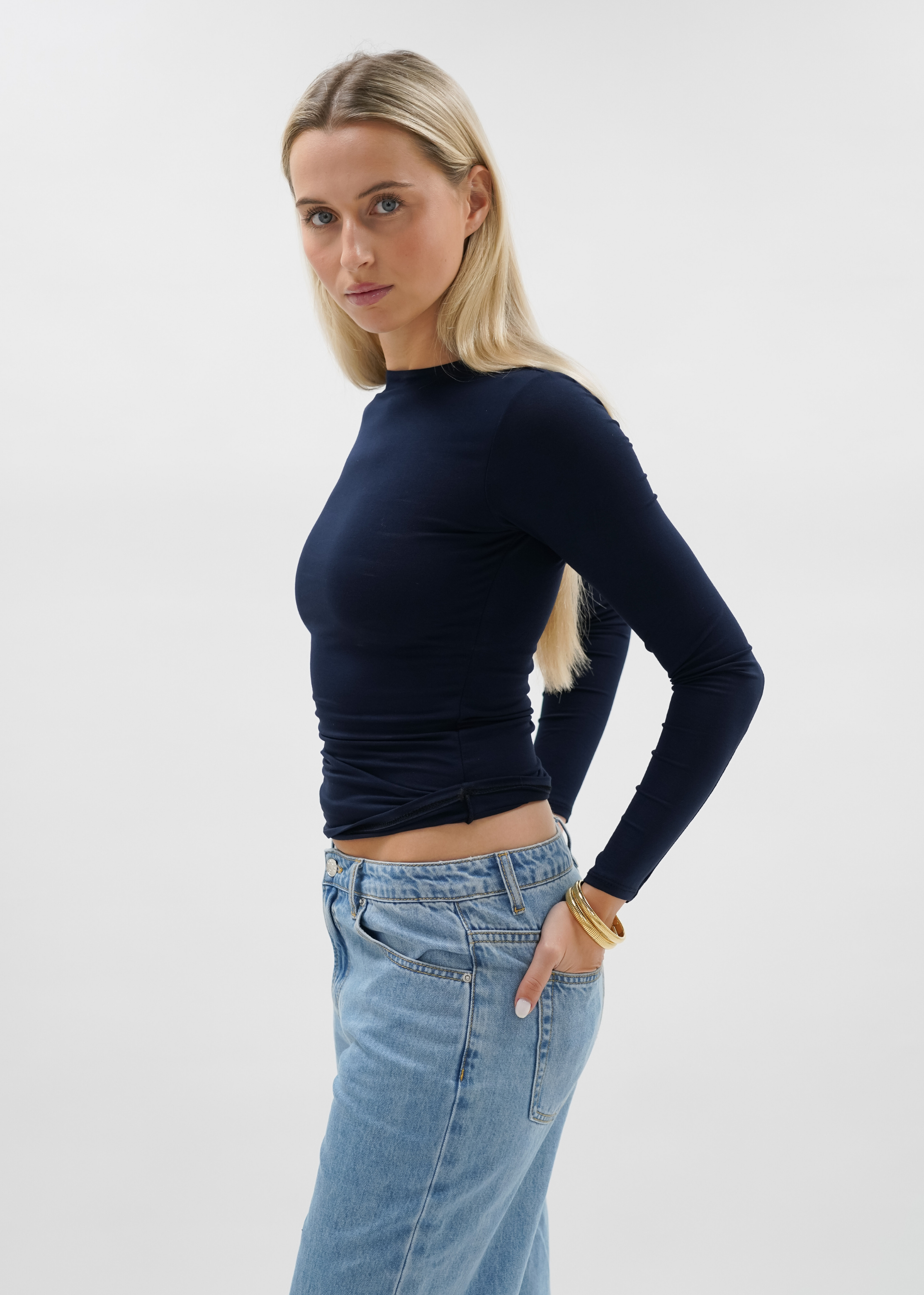 Long sleeve top long night blue