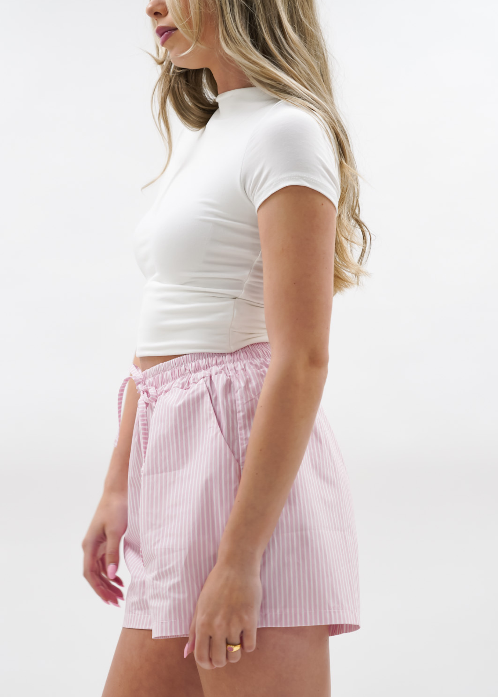 Cotton shorts striped pink/white