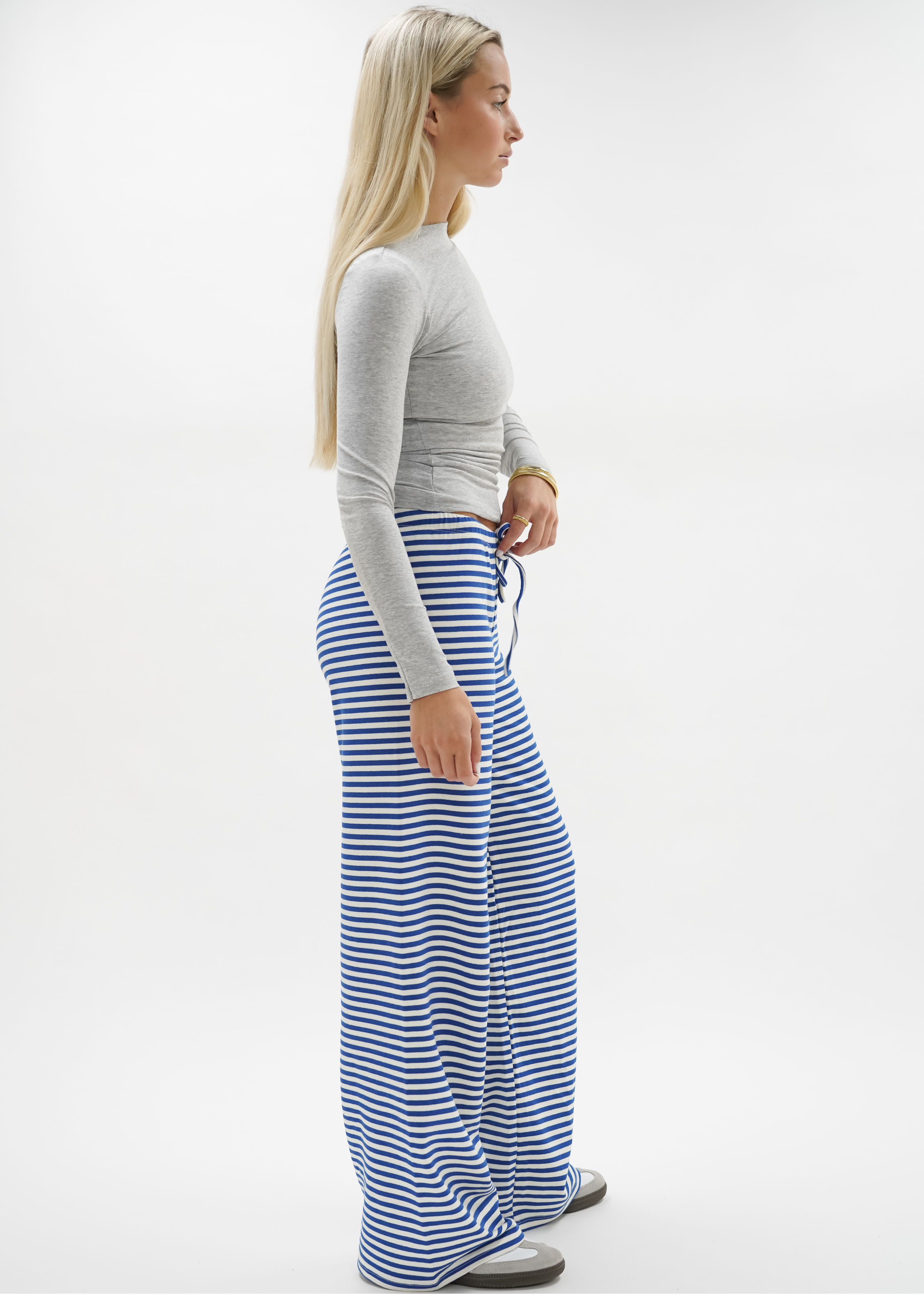 Soft striped pants white/blue (regular)