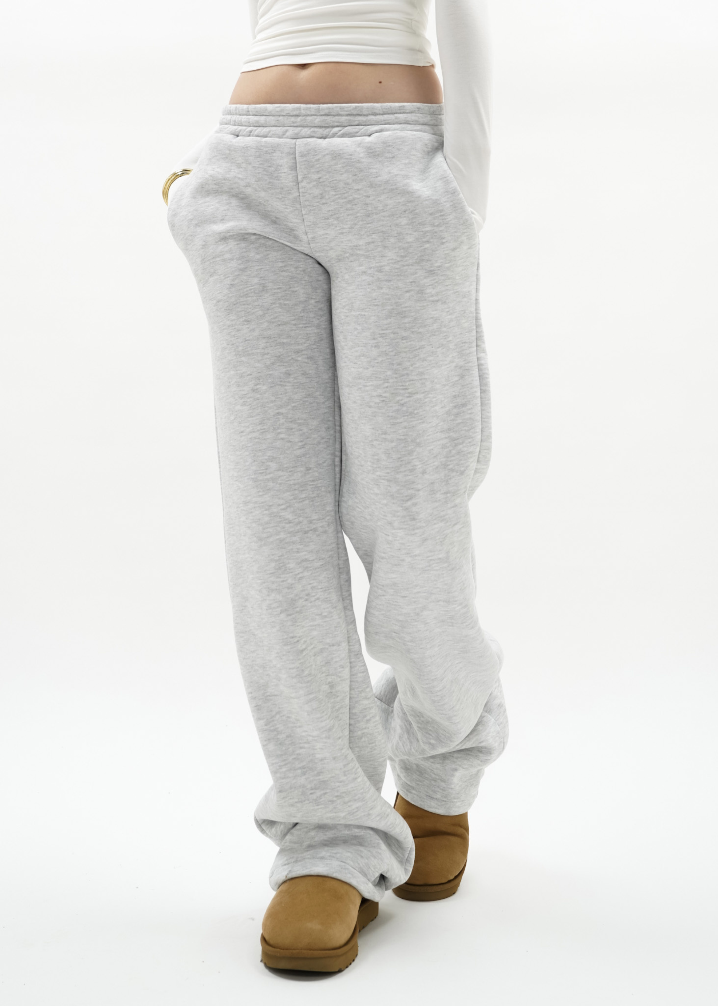 Low/mid waist jogger pants light grey melange (TALL)