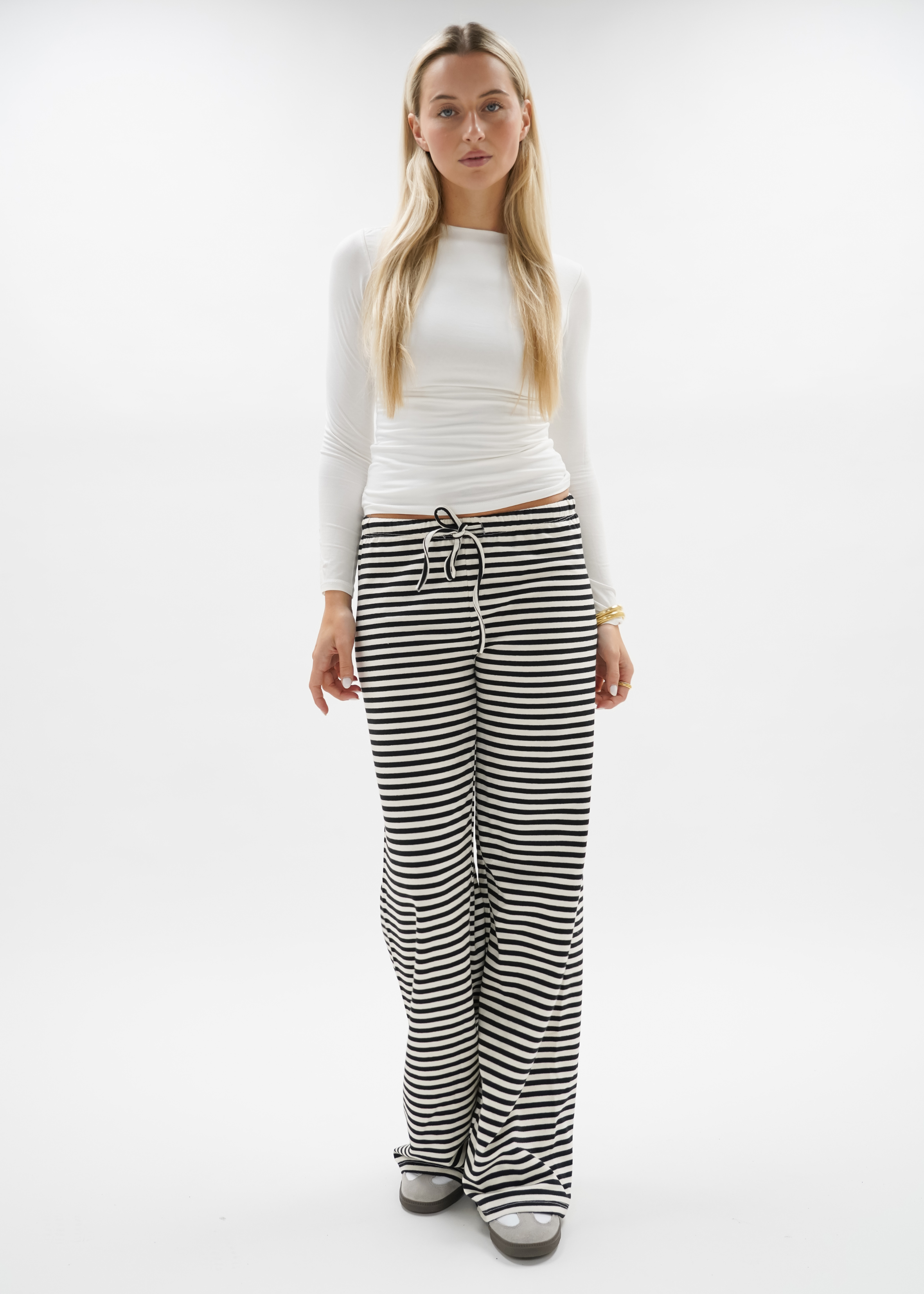 Soft striped pants crème/black (regular)