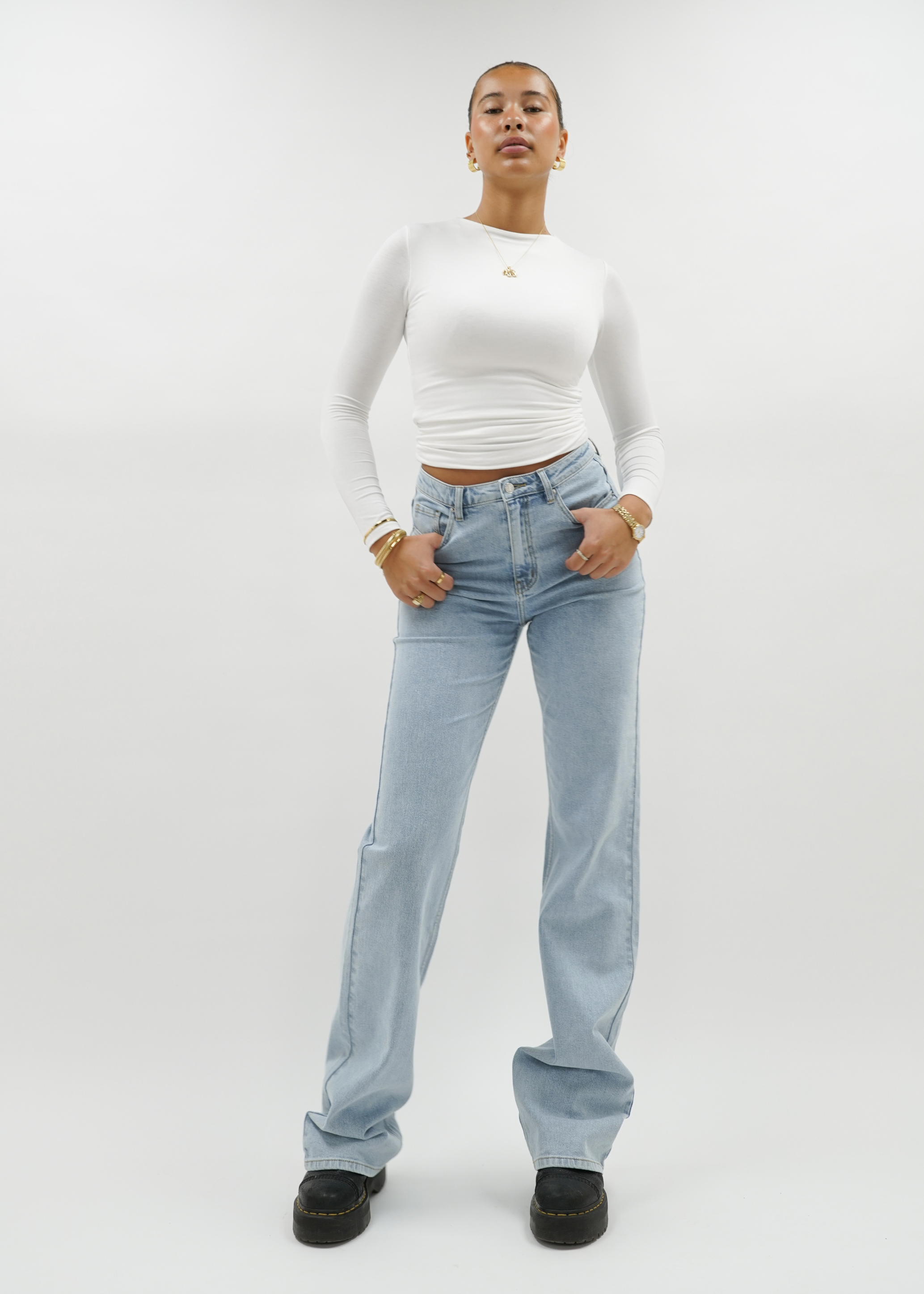 High waist wide leg jeans light blue (TALL)