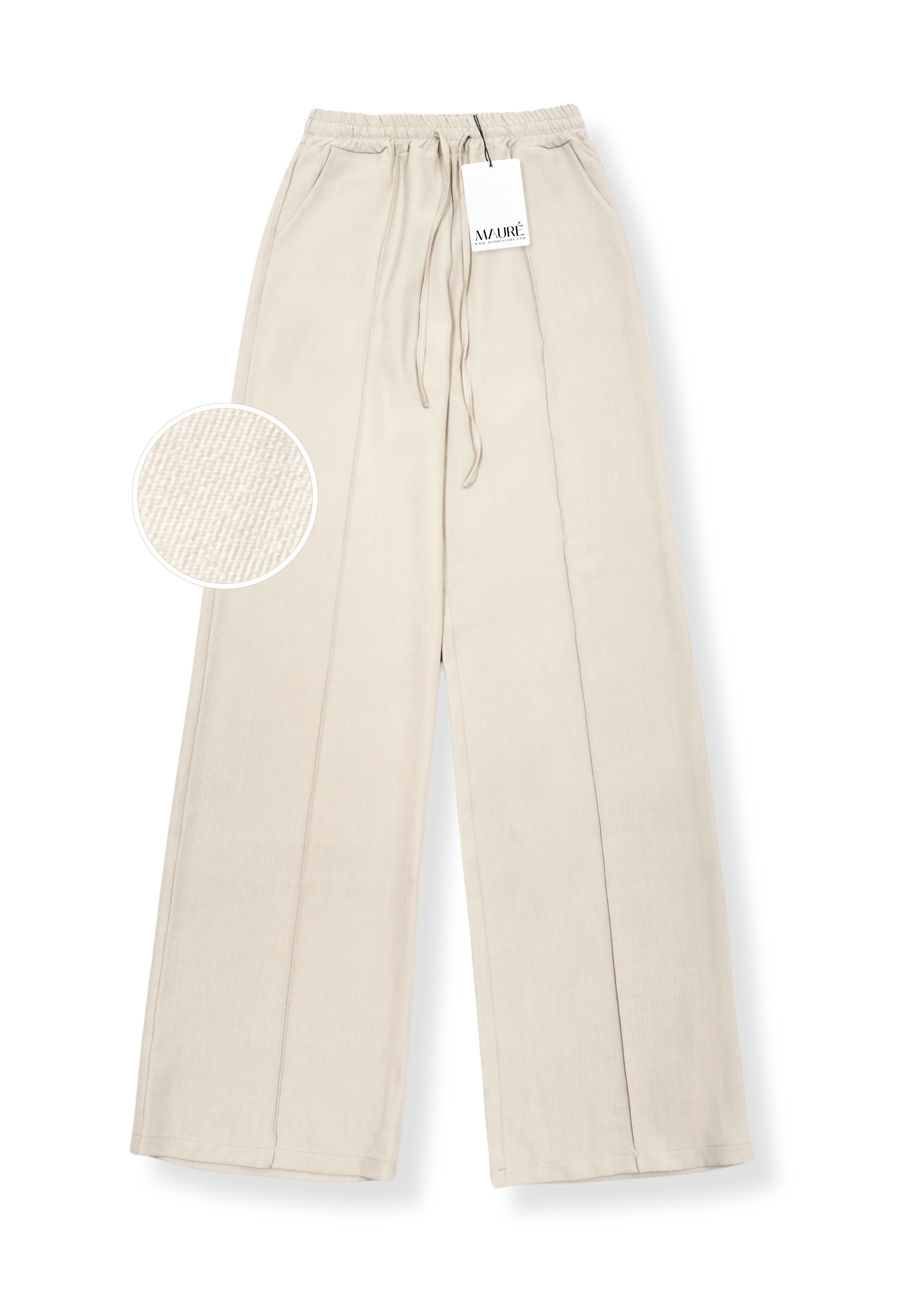 Flowy pants met pressfold (TALL) crème