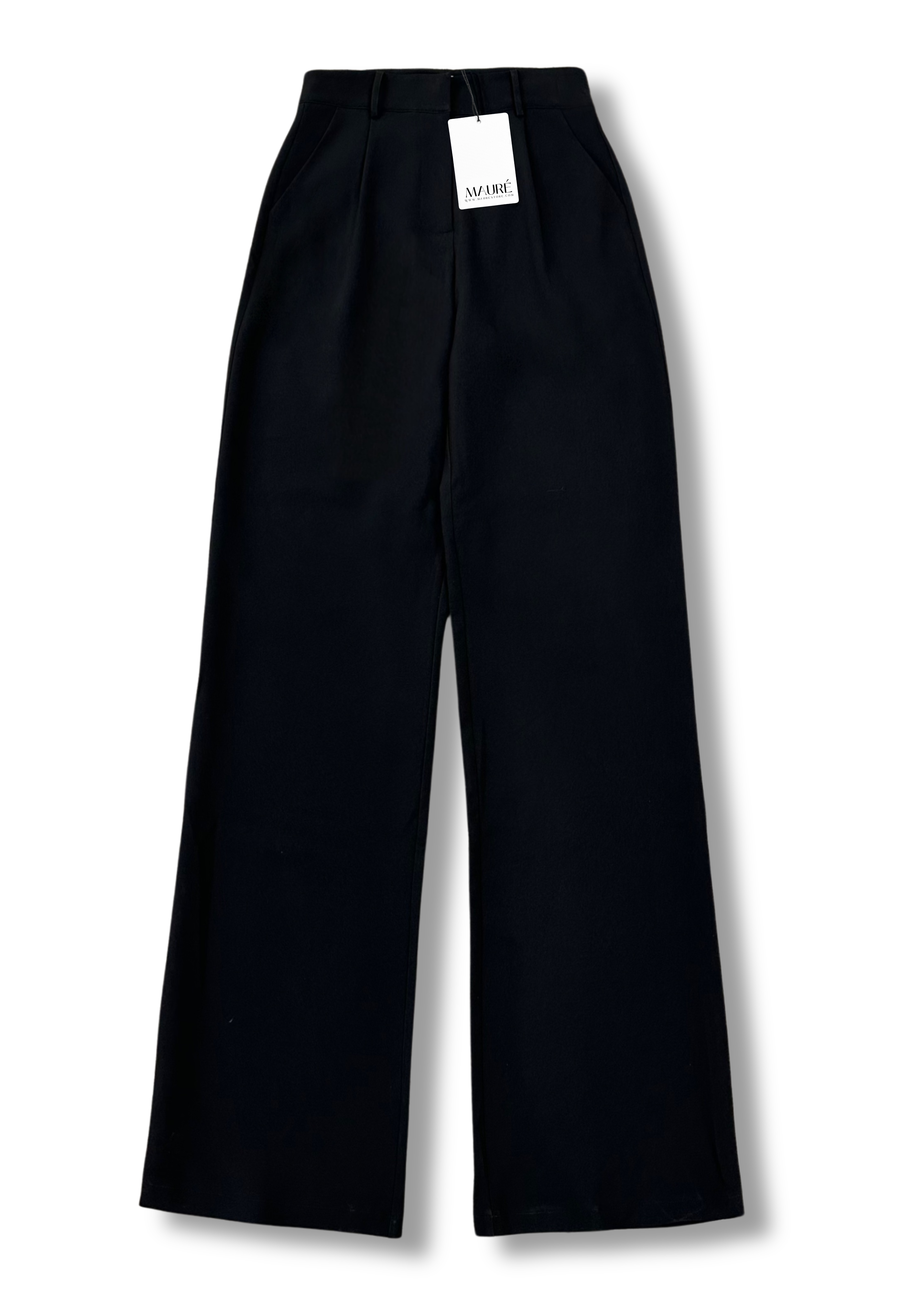 High waist wide leg pants casual black (regular)