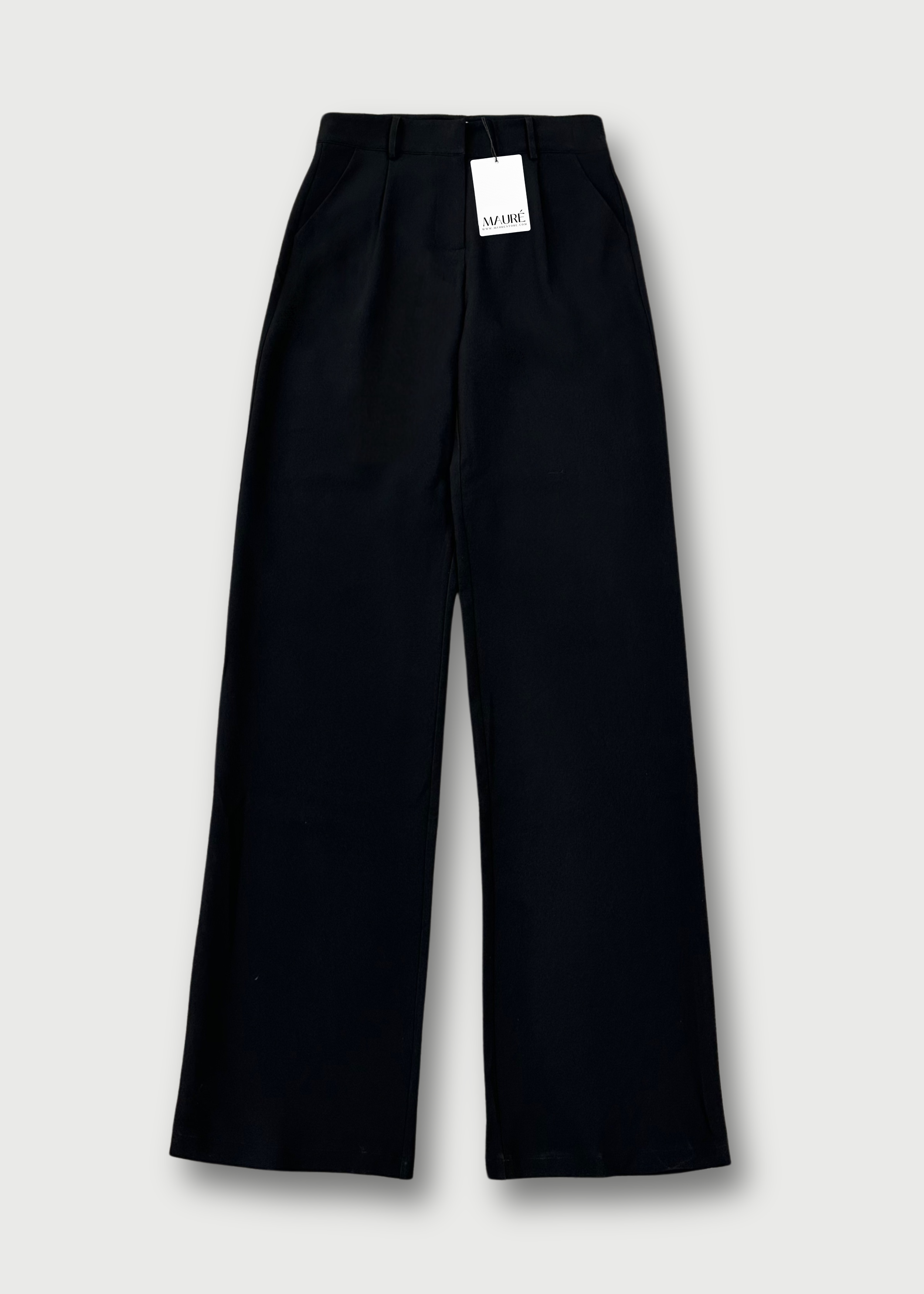 High waist wide leg pants casual black (tall)