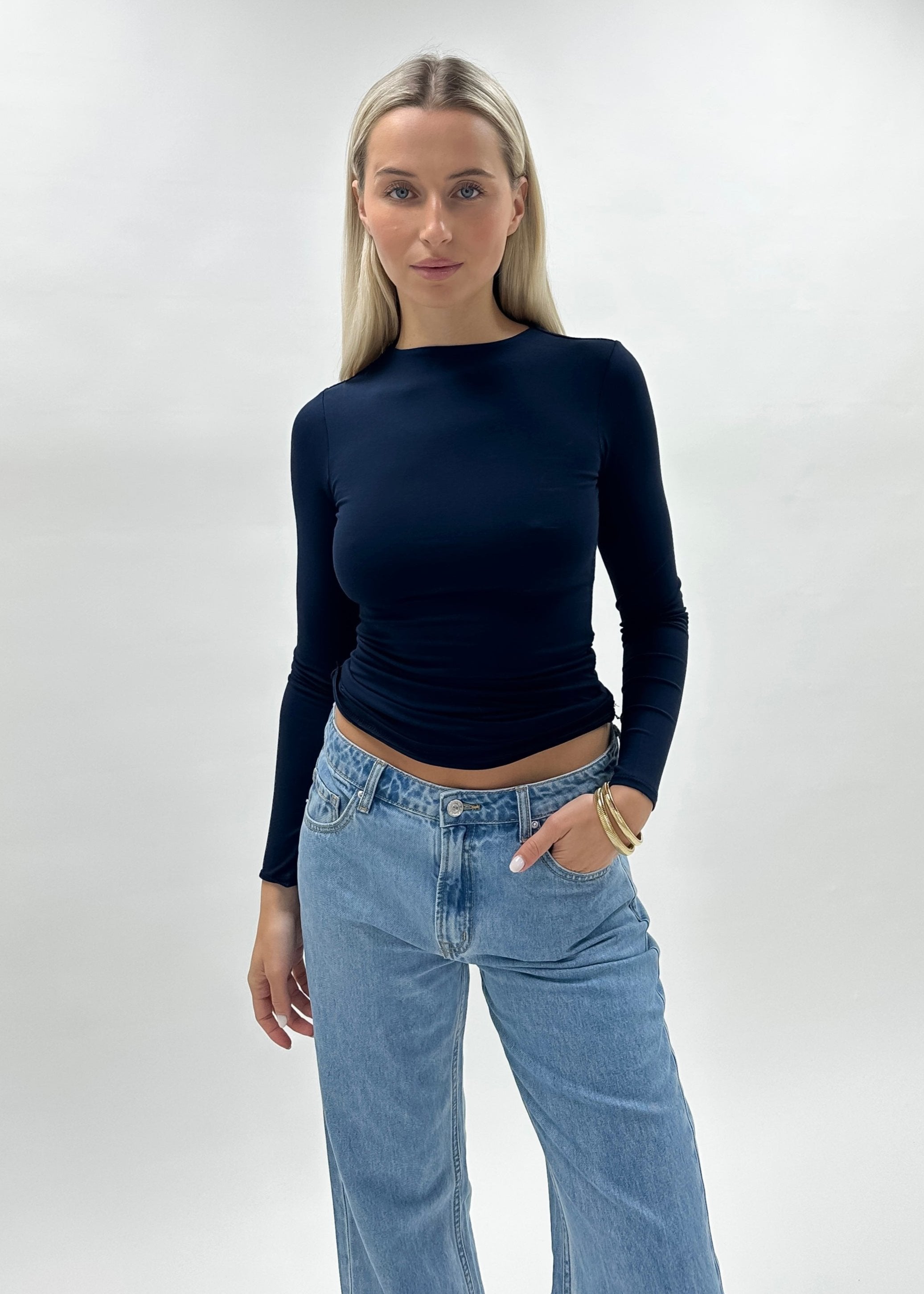 Long sleeve top long night blue