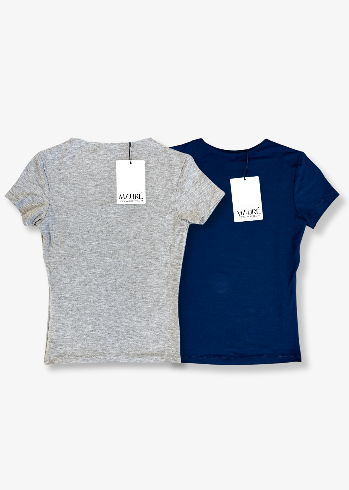 2-pack short sleeve tops long night blue & Light grey melange