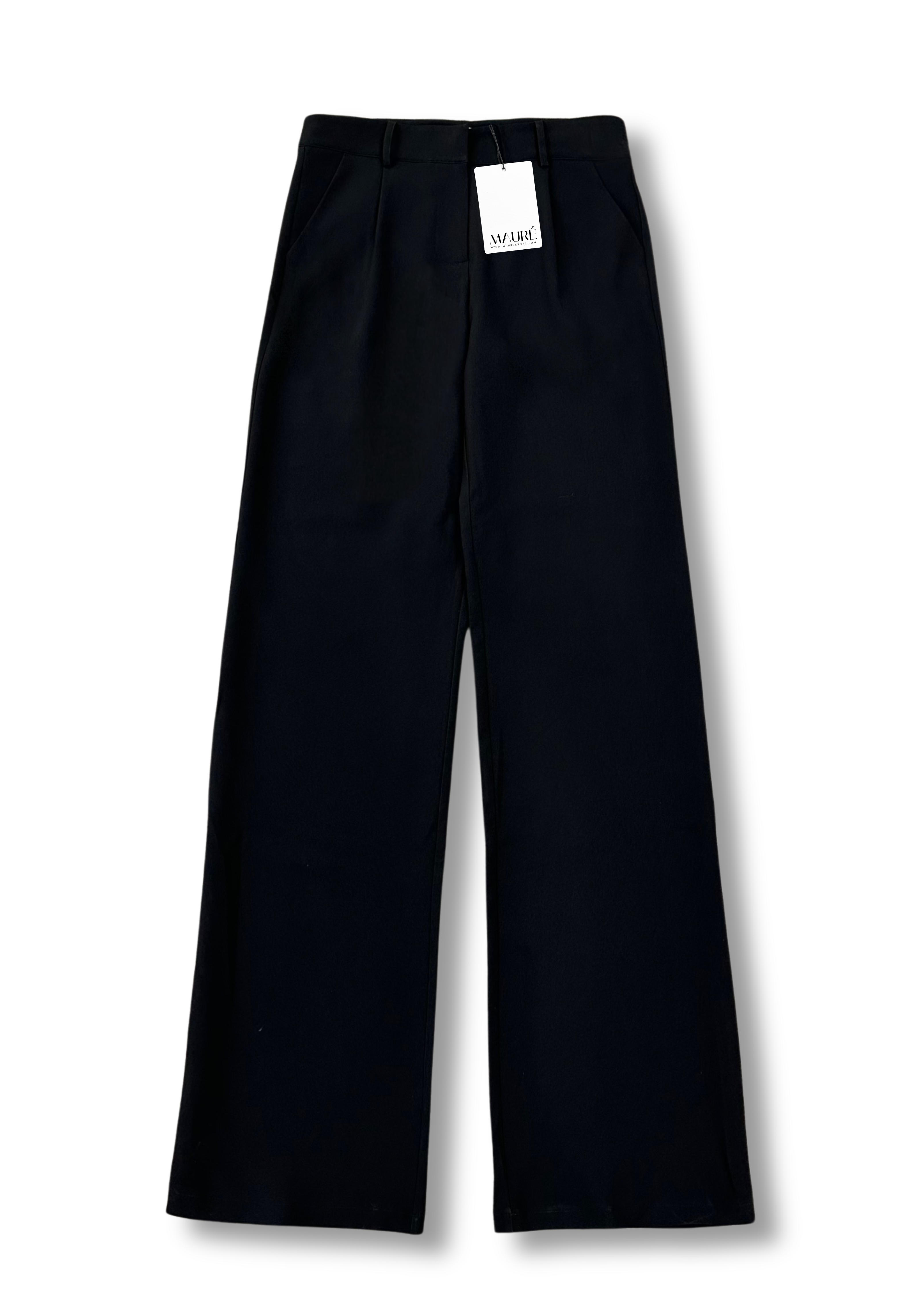 Low/mid waist wide leg pants casual black (regular)