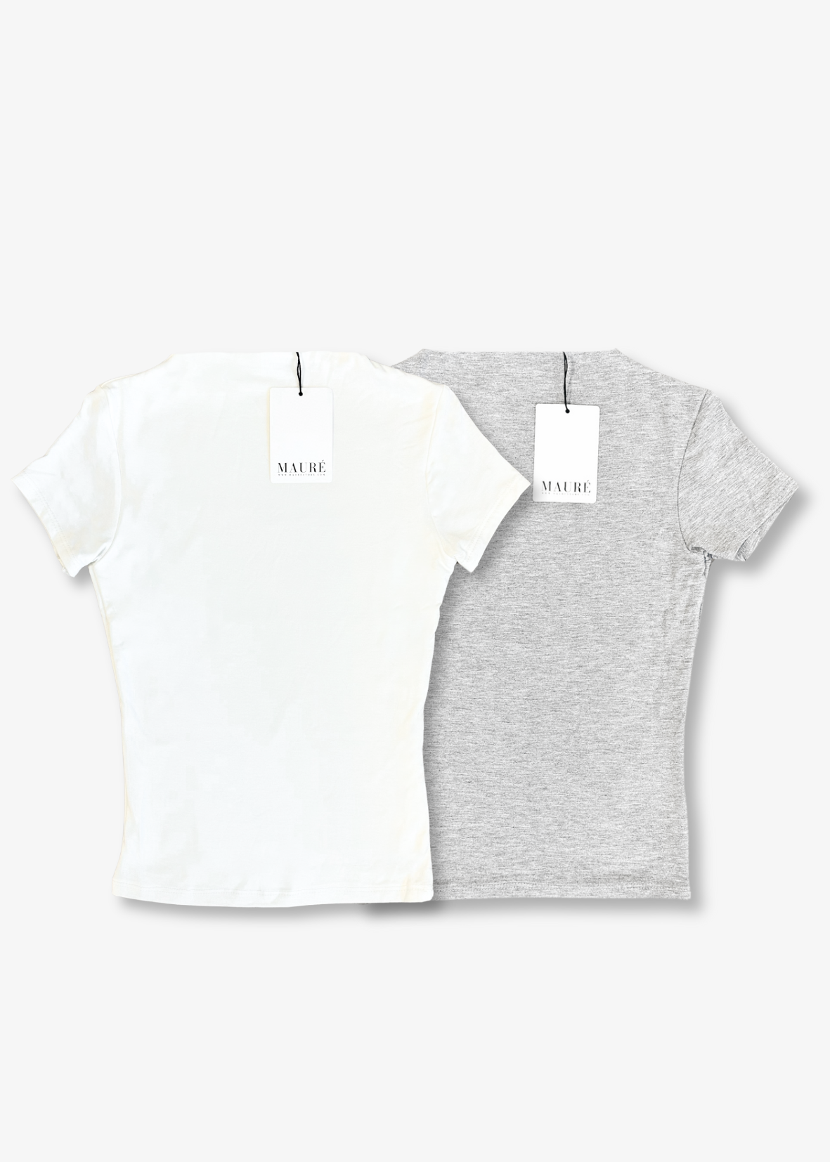 2-pack short sleeve tops long off-white & extra light grey melange