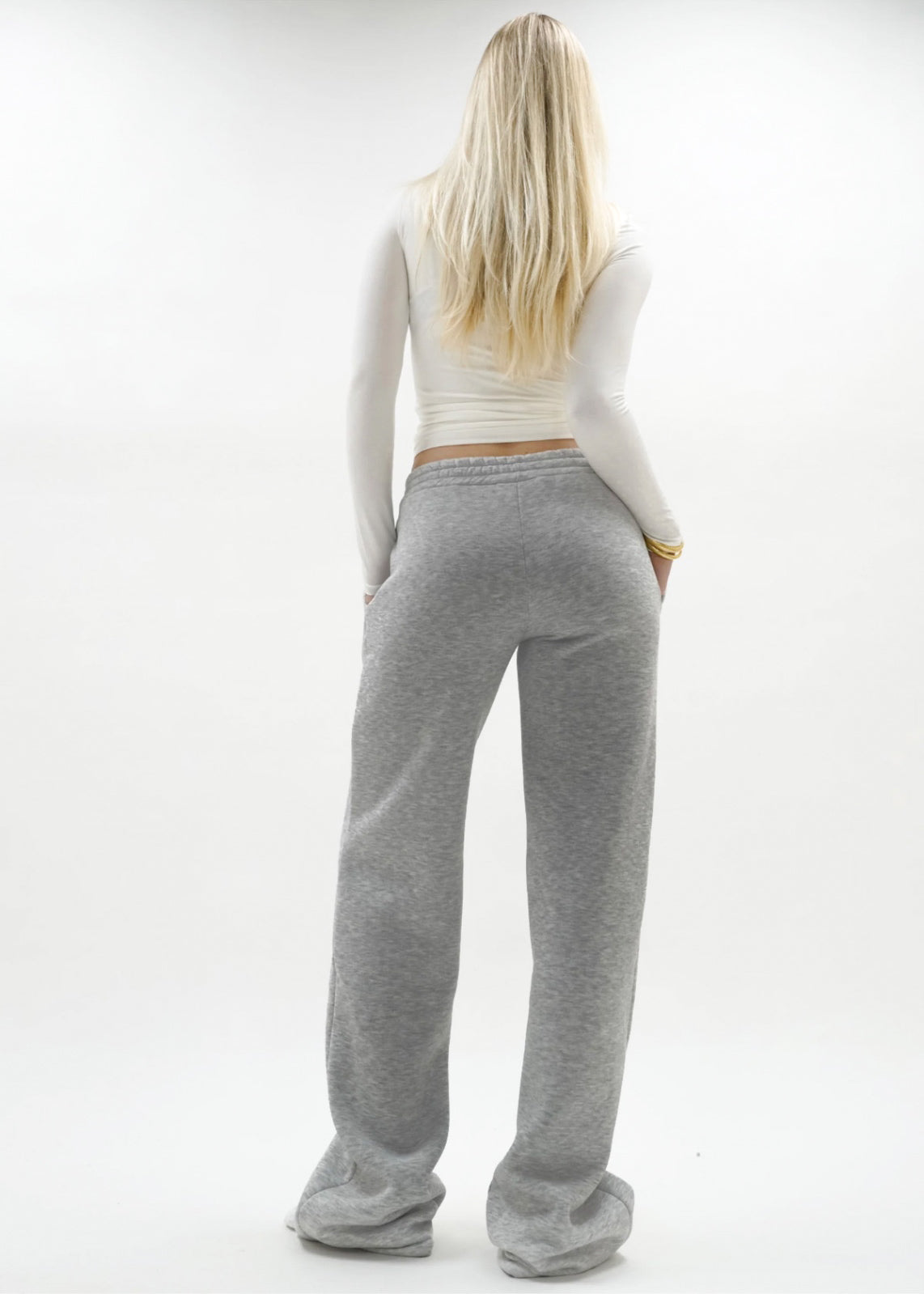 Low/mid waist jogger pants grey melange (TALL)