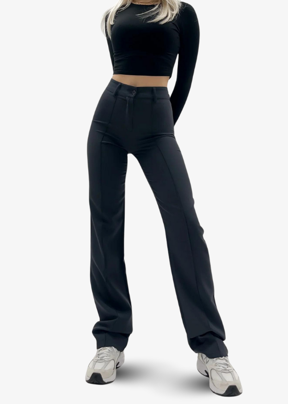 Straight leg pants with pressfold black (TALL) - Mauré